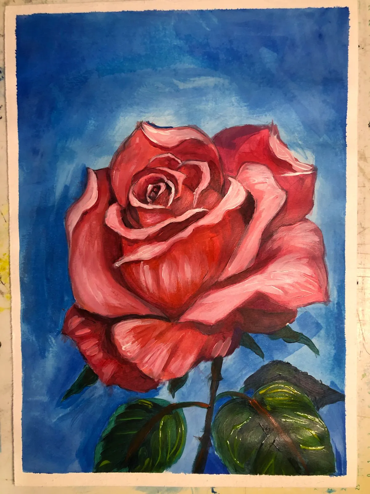 eine Rose mit Acrylfarben malen