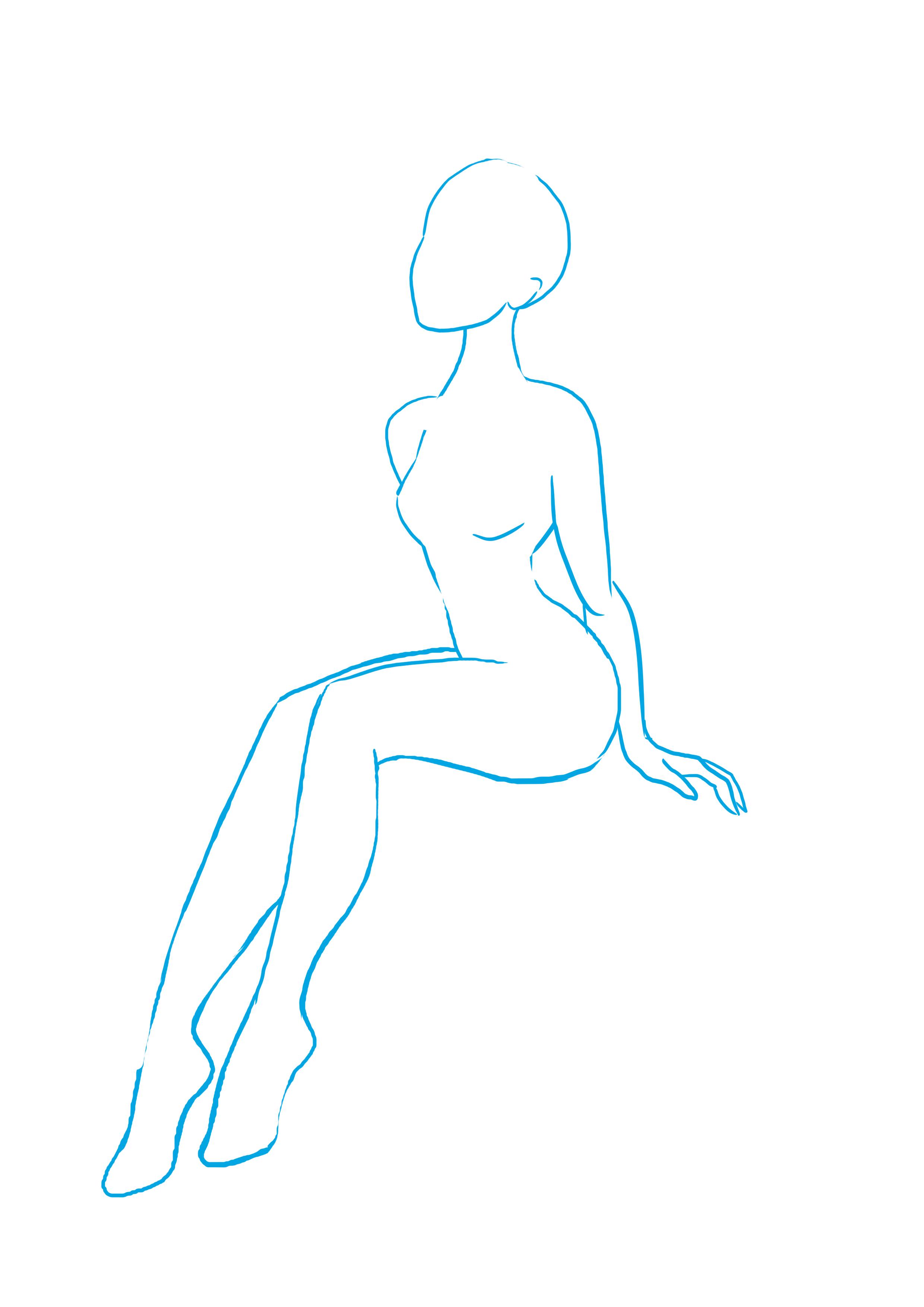 dessiner le corps du personnage féminin assis 2