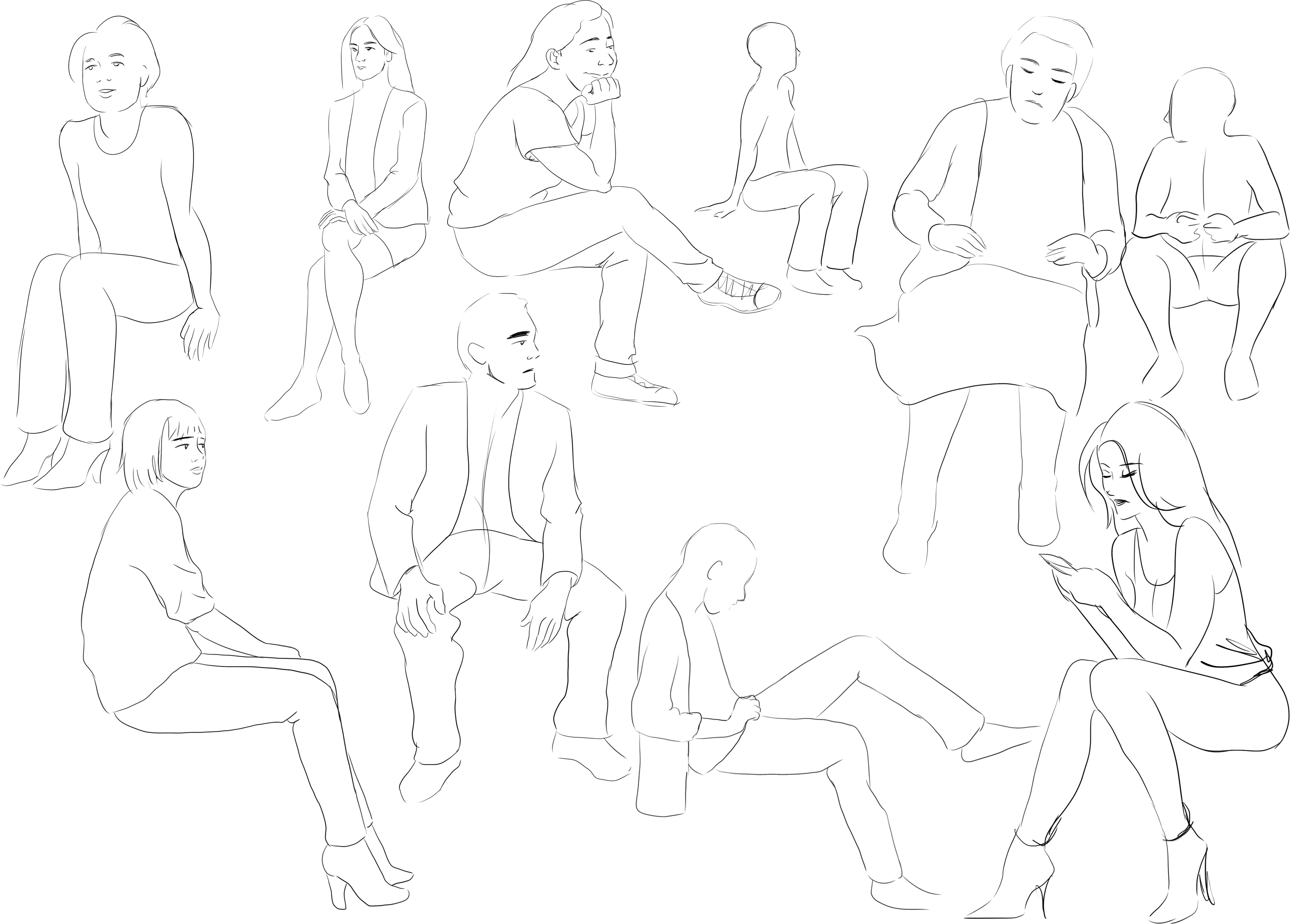 comment dessiner un personnage assis