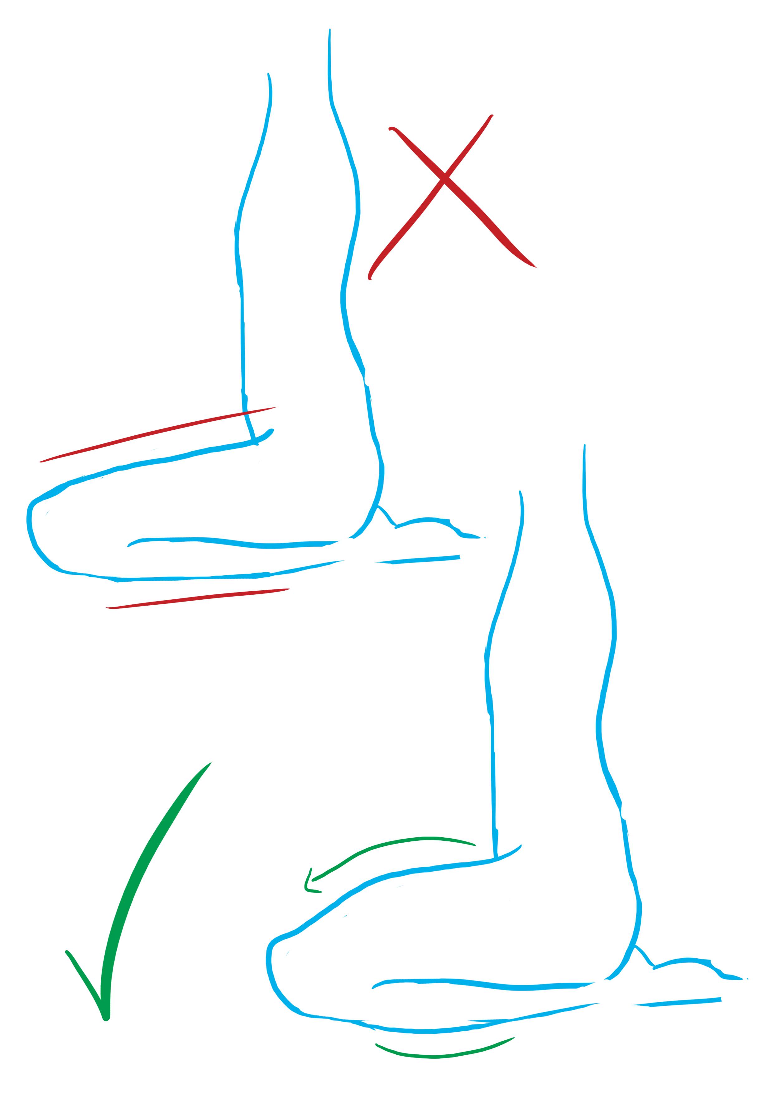 dessin schématique des jambes d’un personnage assis en tailleur