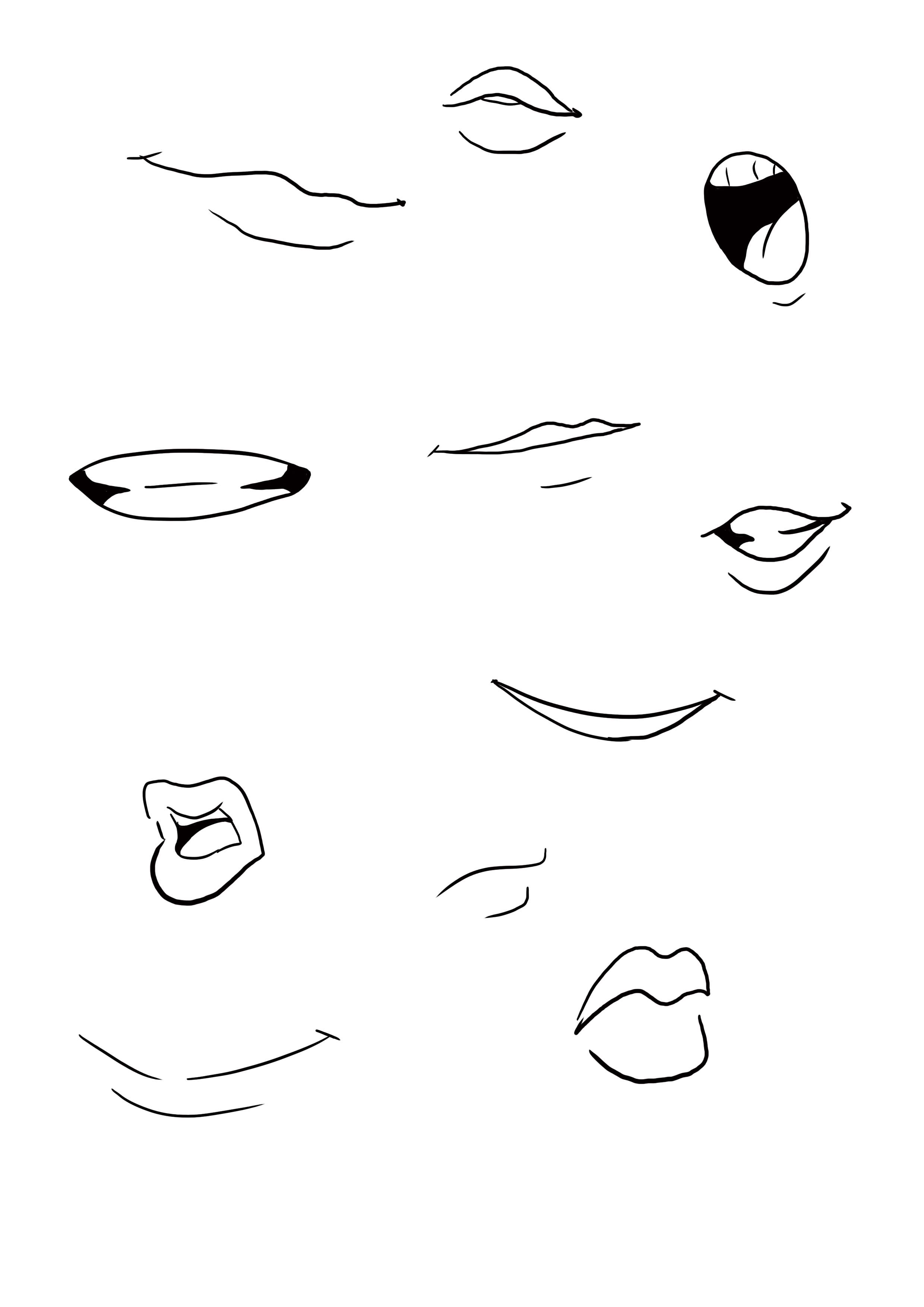 dessins de bouches d'un personnage