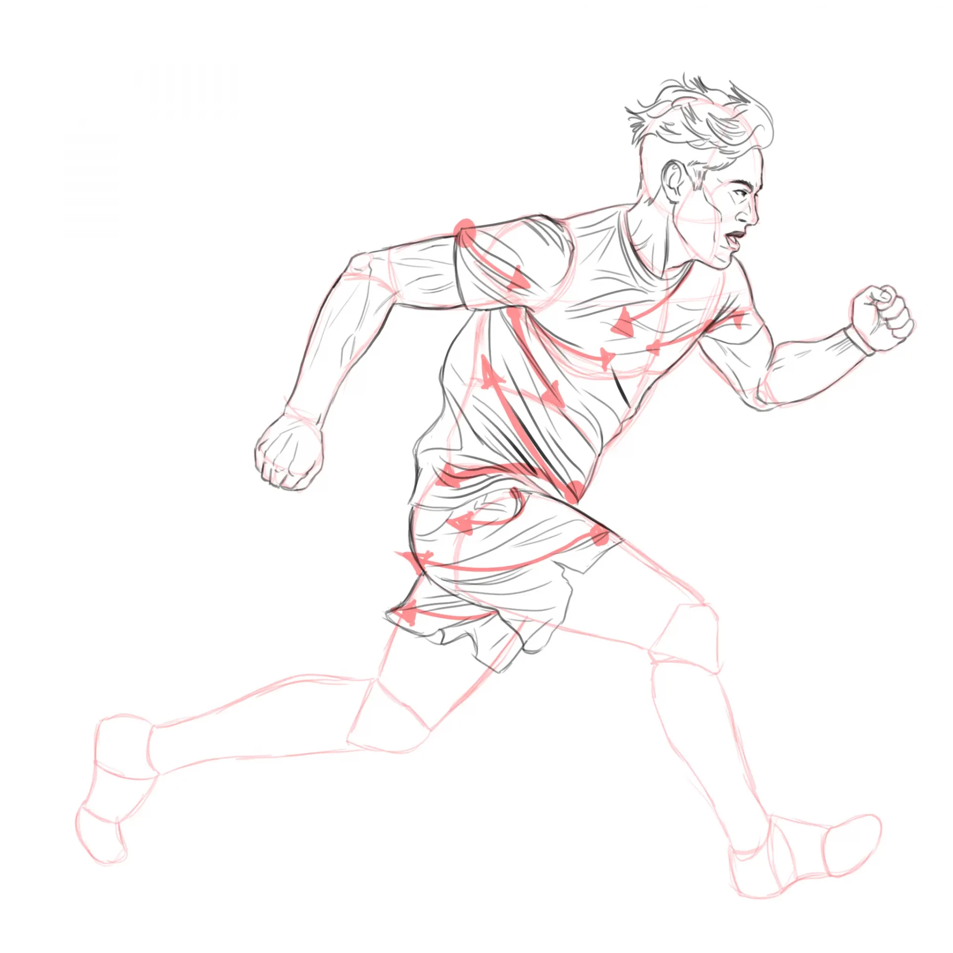 dessiner les bras d’une personne qui court