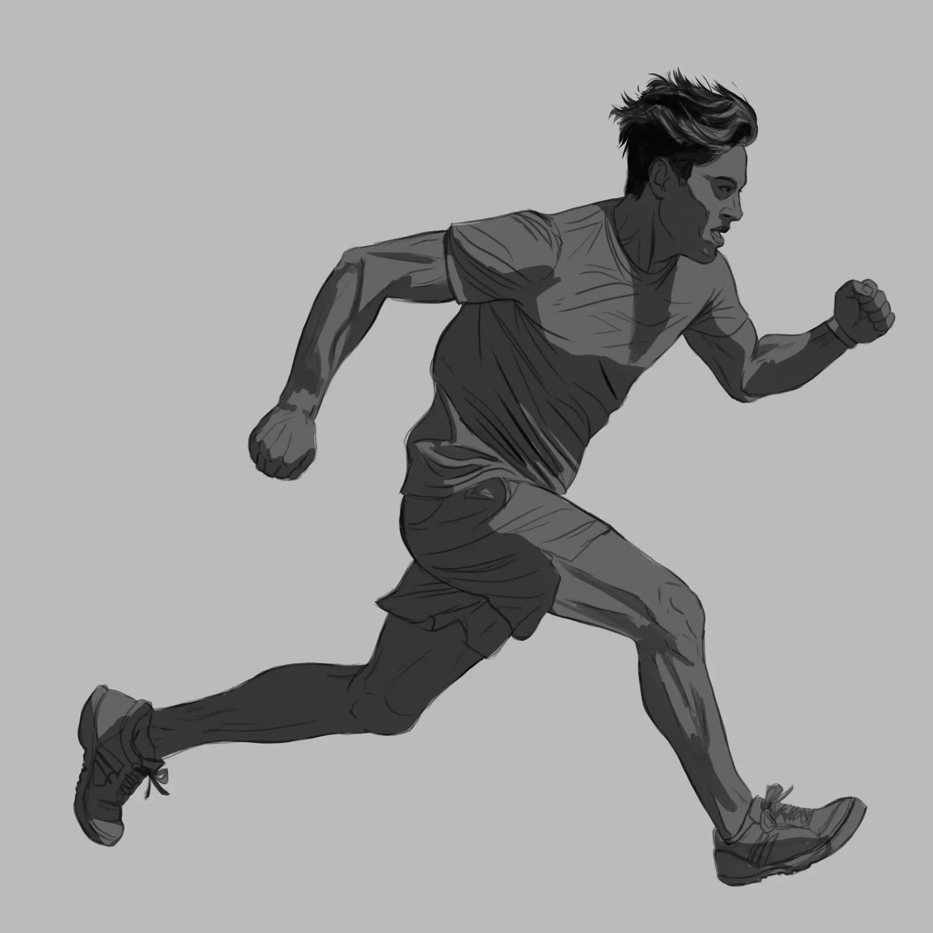 dessiner les ombres d’une personne qui court