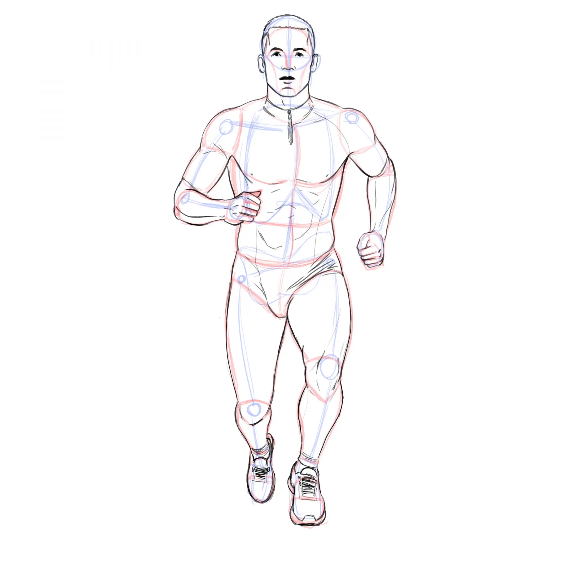 dessiner une personne qui court en vue de face