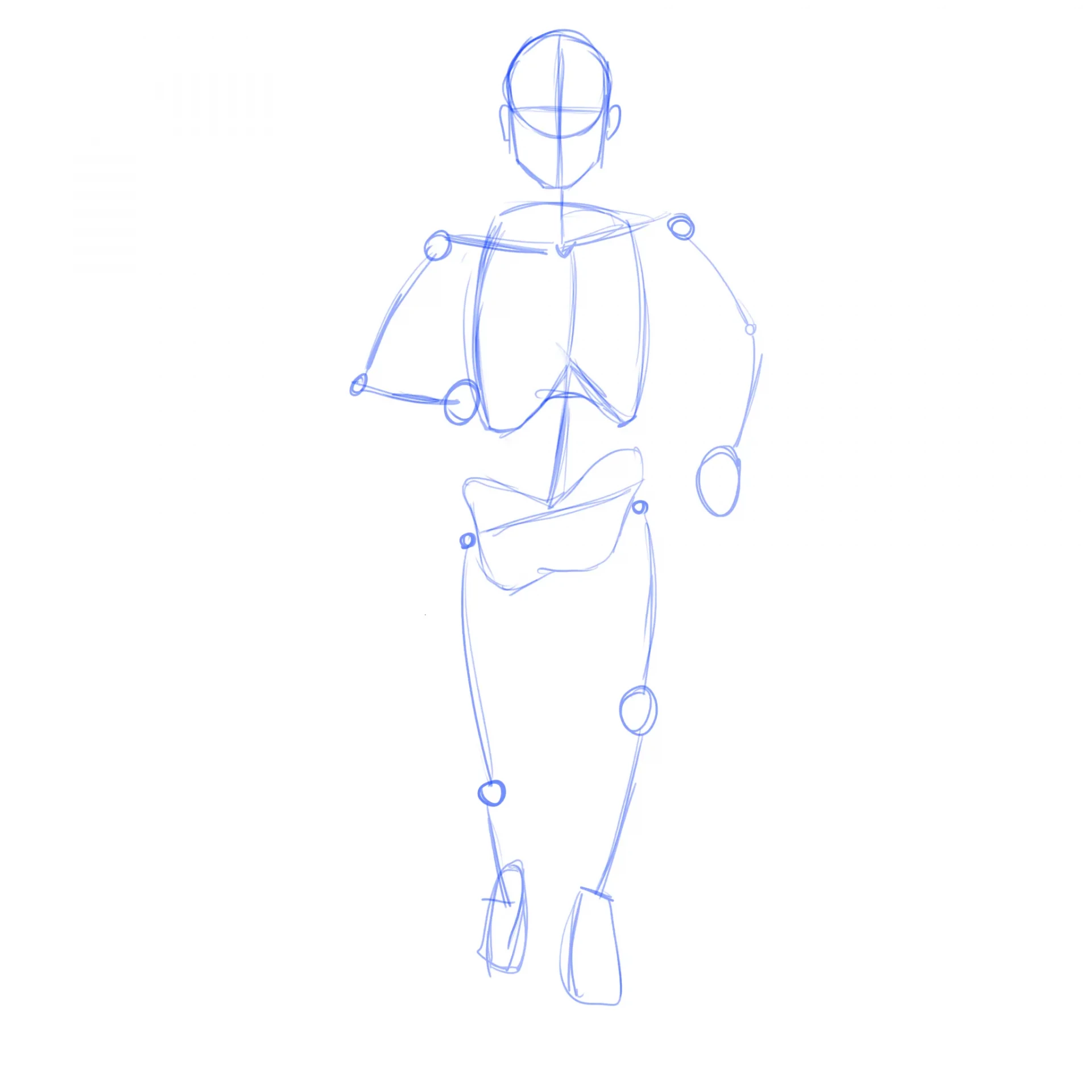 schéma d’une personne qui court en vue de face