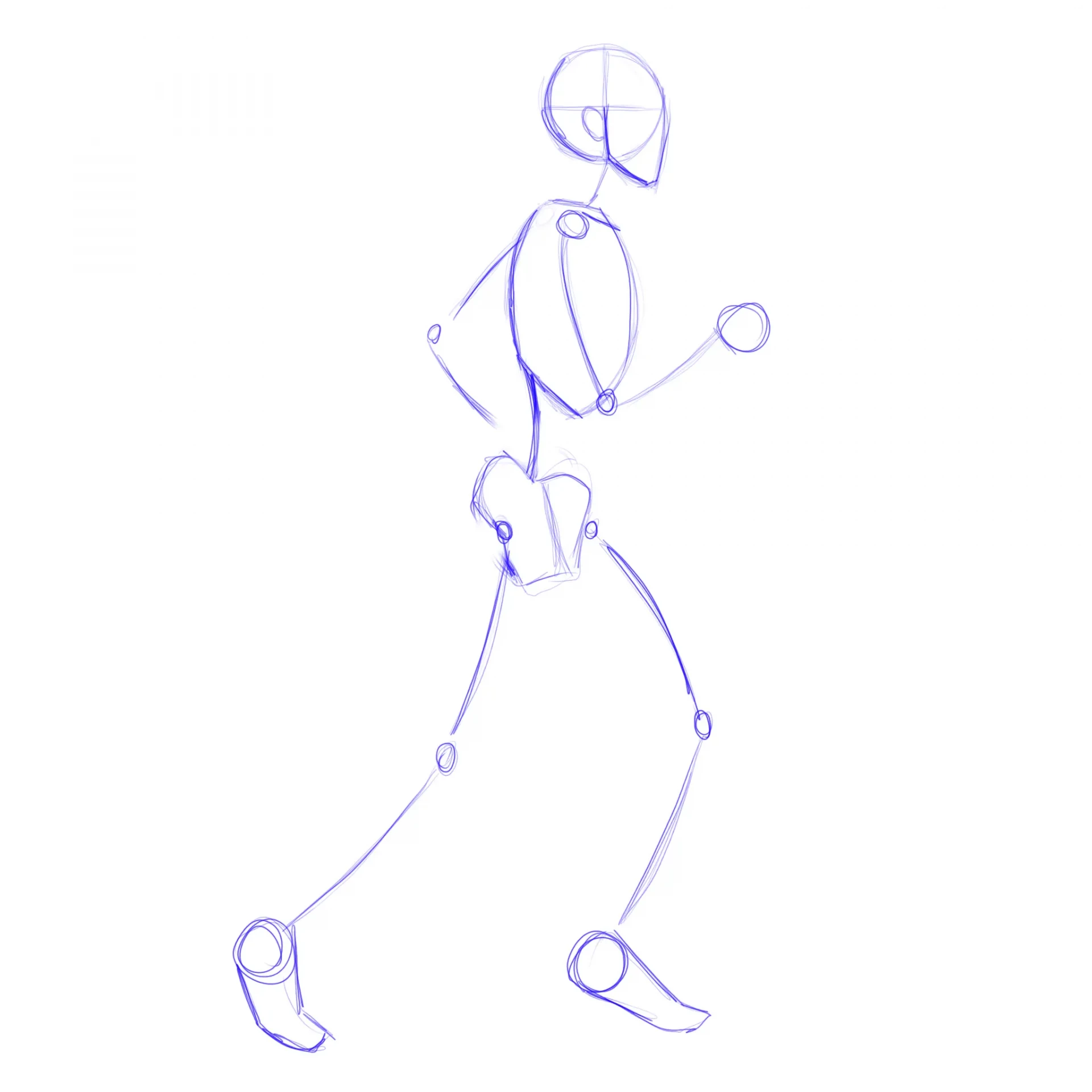 schéma d’une personne qui court en vue de profil