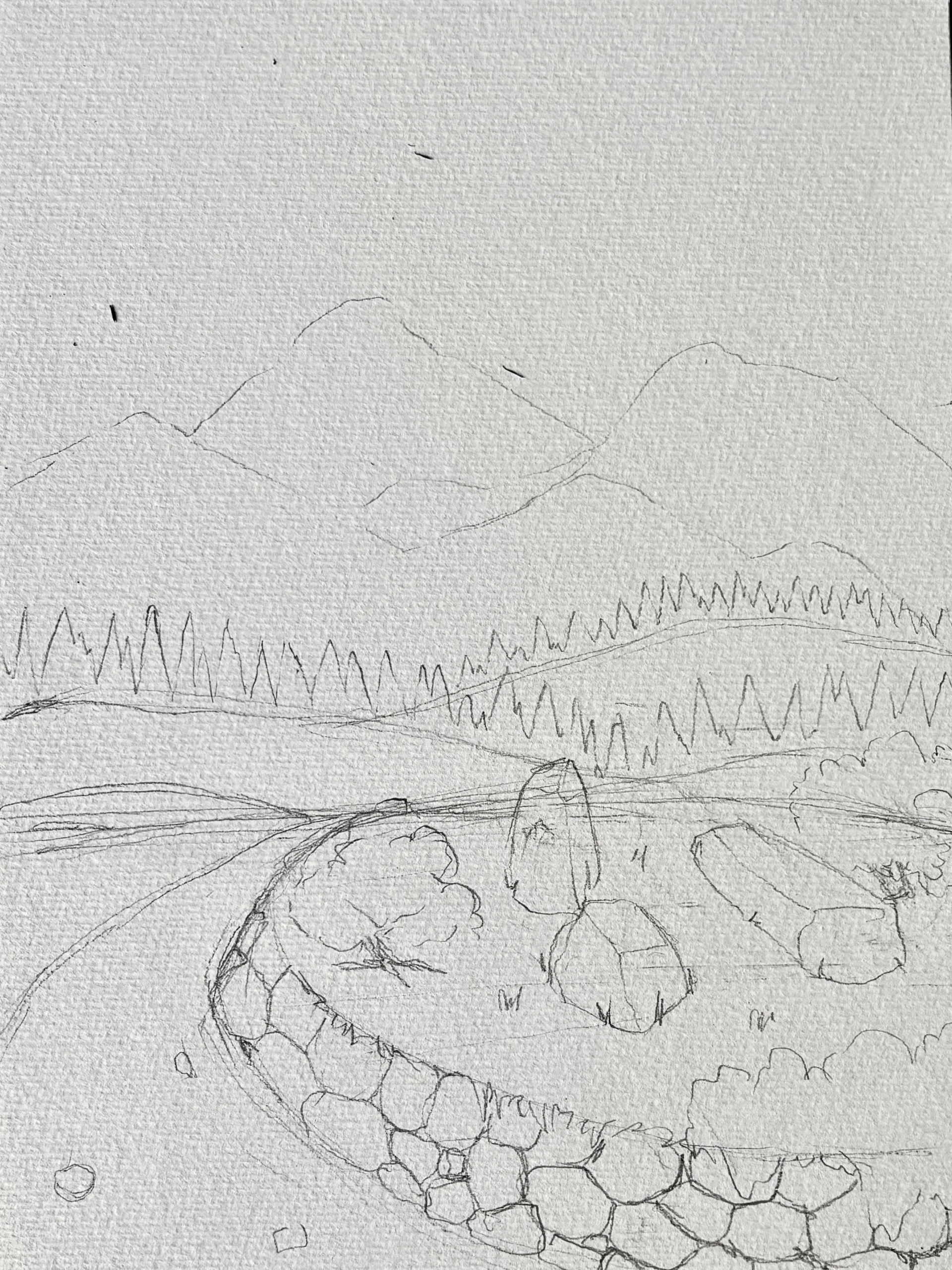dessiner la forêt d’un paysage en perspective atmosphérique