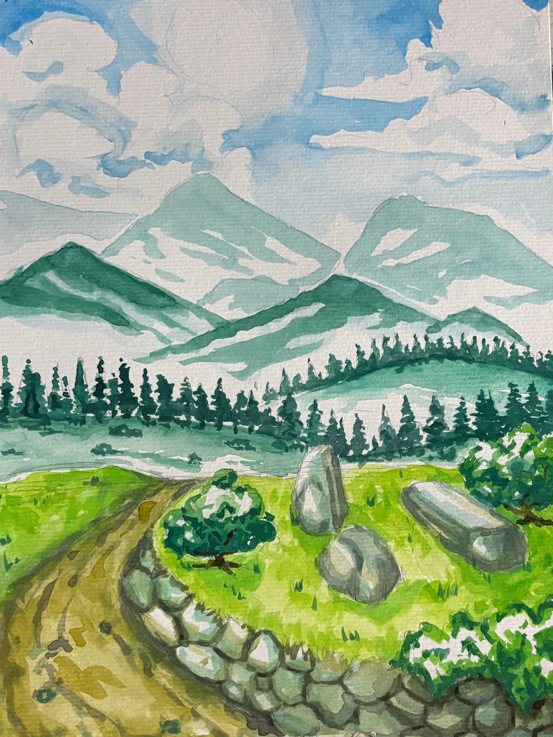 peinture en perspective atmosphérique à l’aquarelle