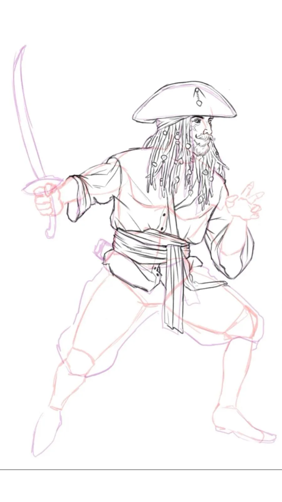 dessiner la ceinture en tissu d’un pirate
