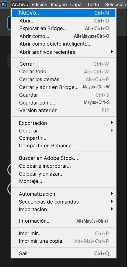 creación de un archivo en photoshop para el dibujo de pixel art