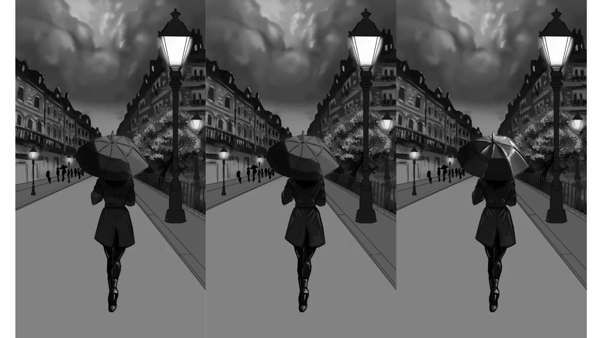 dessiner le contraste d’un paysage pluvieux