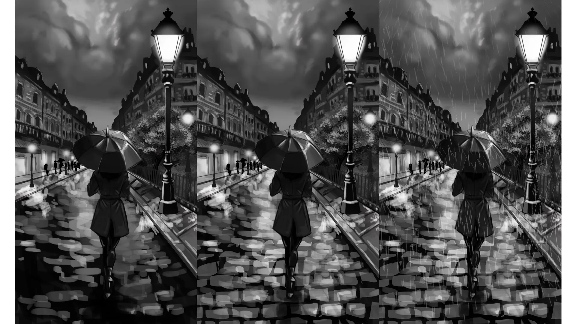 dessiner une surface mouillée par la pluie