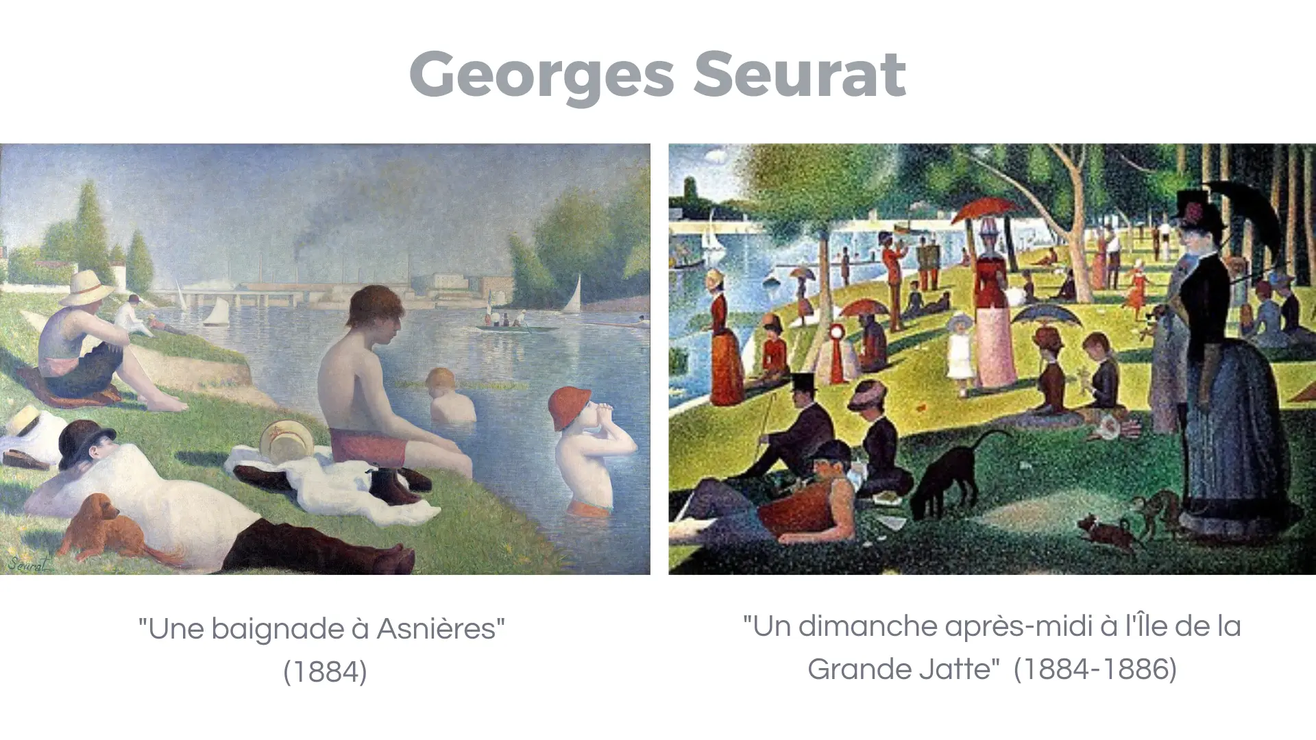 peintures de georges seurat en utilisant la technique du pointillisme
