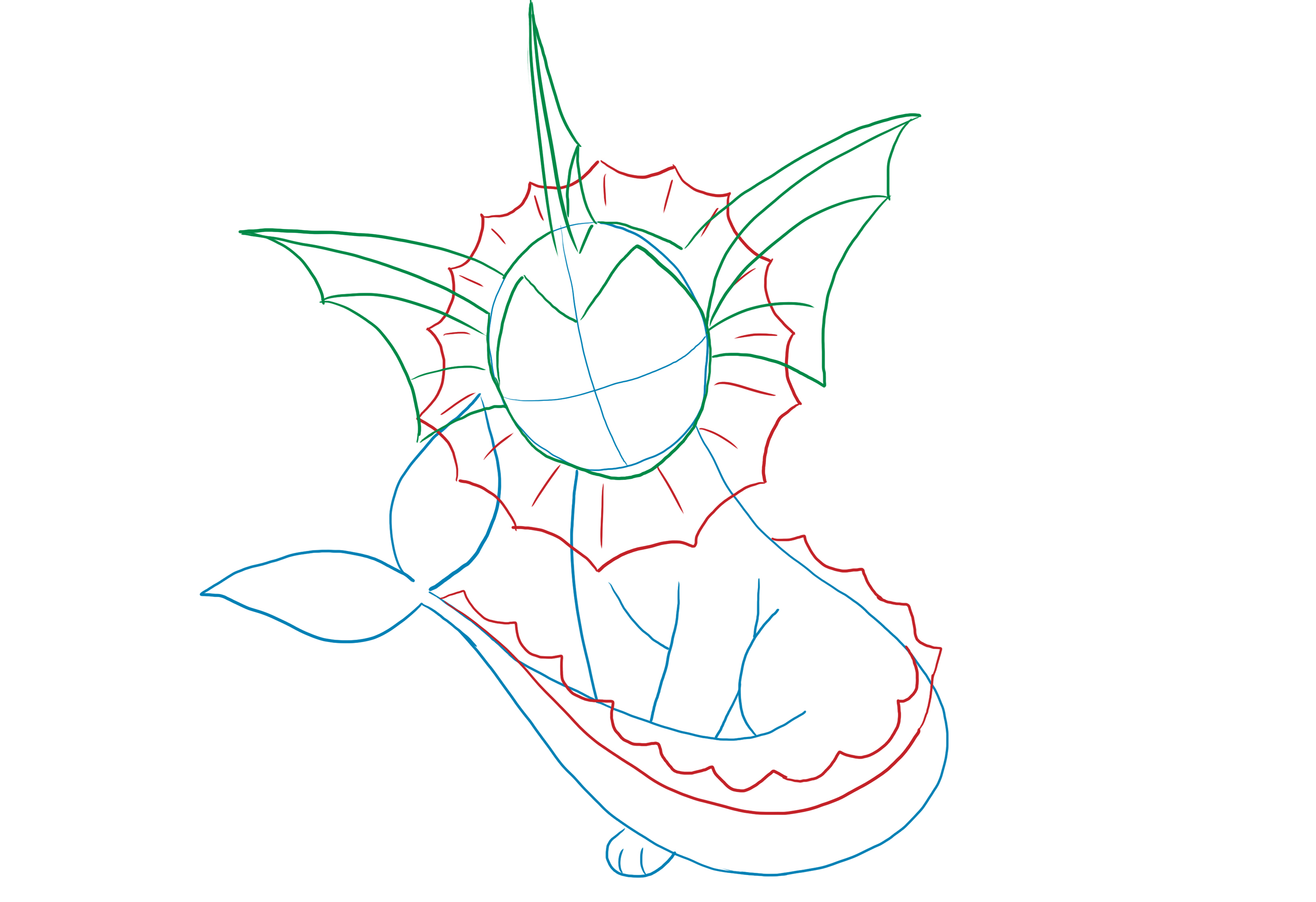 dessiner les oreilles du Pokémon Aquali