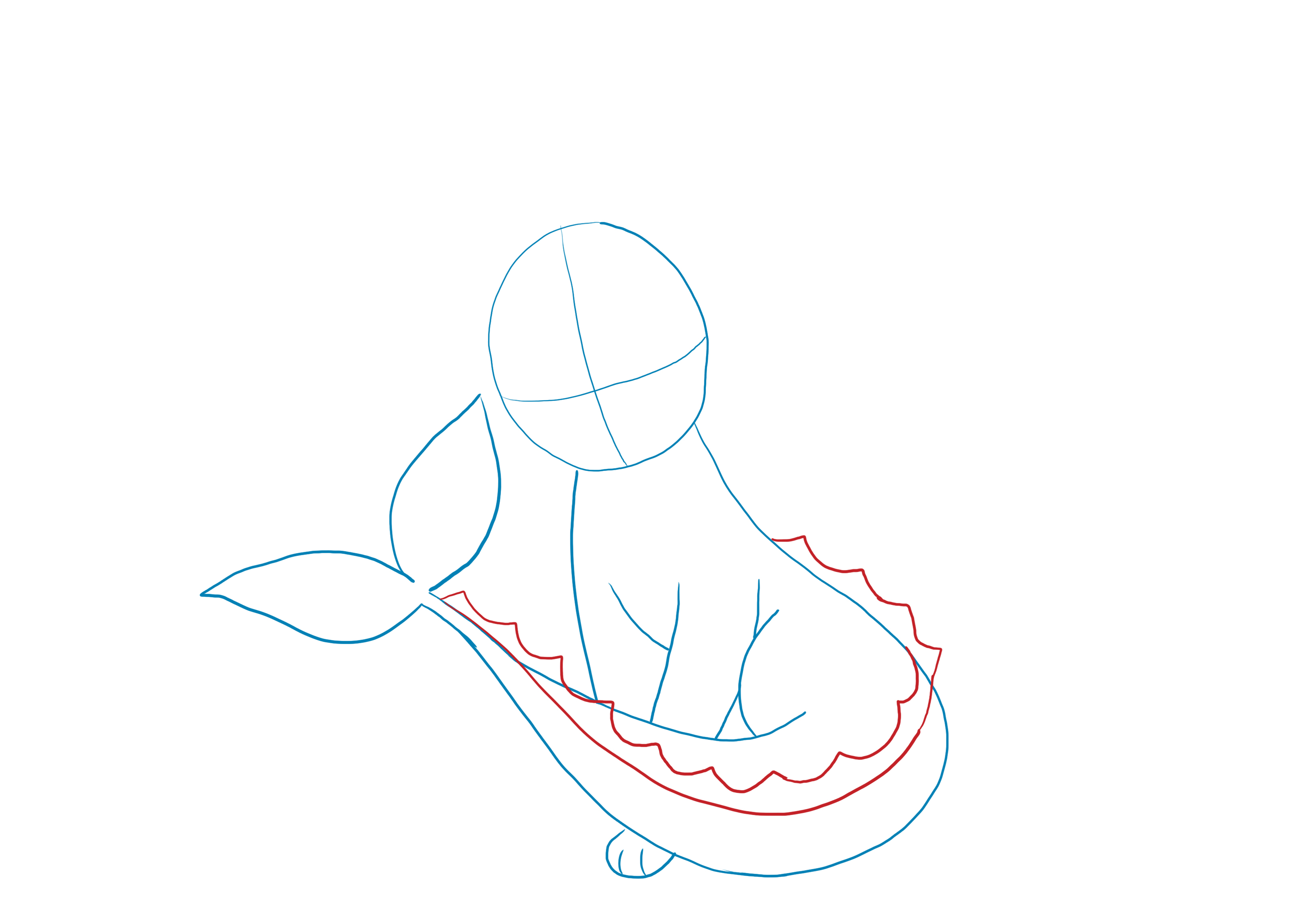 dessiner des triangles sur la queue et le dos d’Aquali