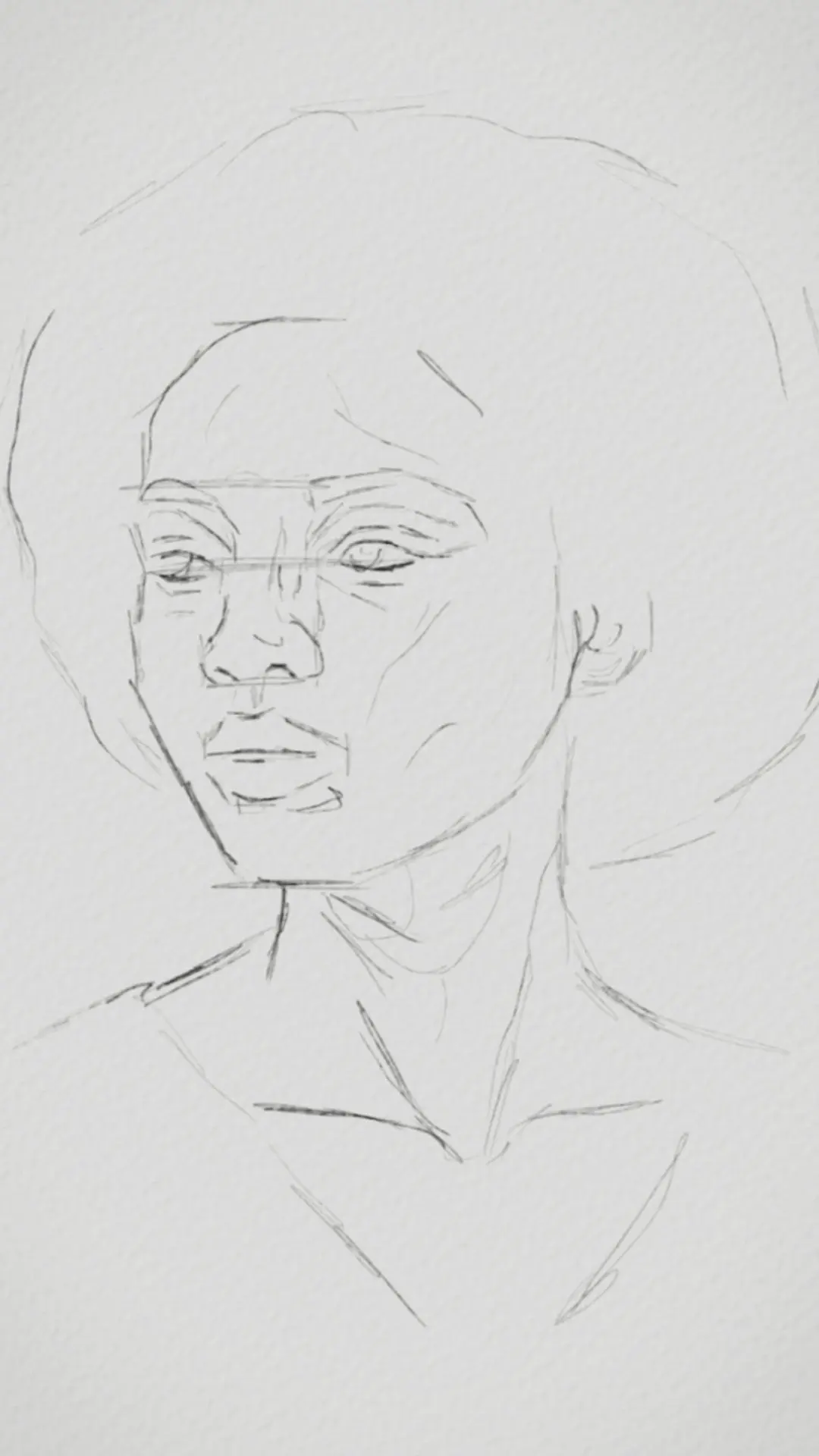 delinear los contornos del boceto de un retrato a la acuarela