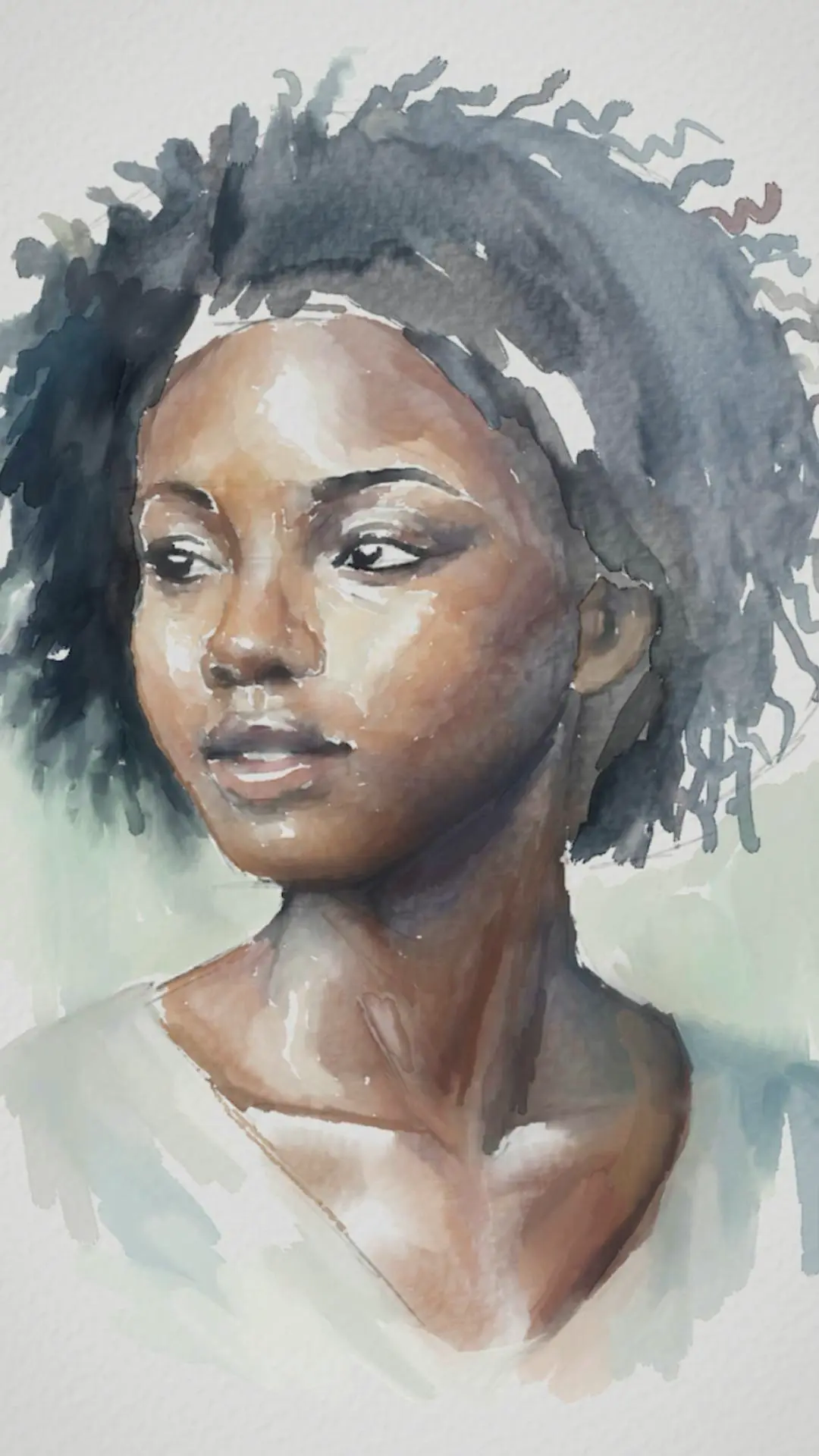 pintar los detalles de un retrato en acuarela