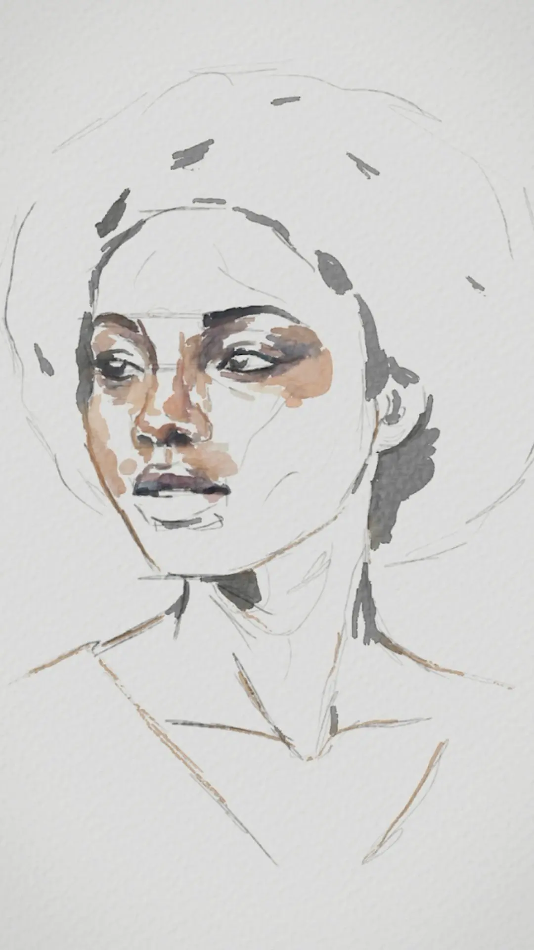 pintar los labios de un retrato con acuarela