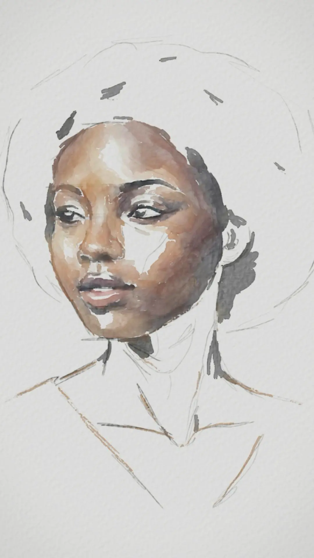 pintar la nariz de un retrato con acuarela