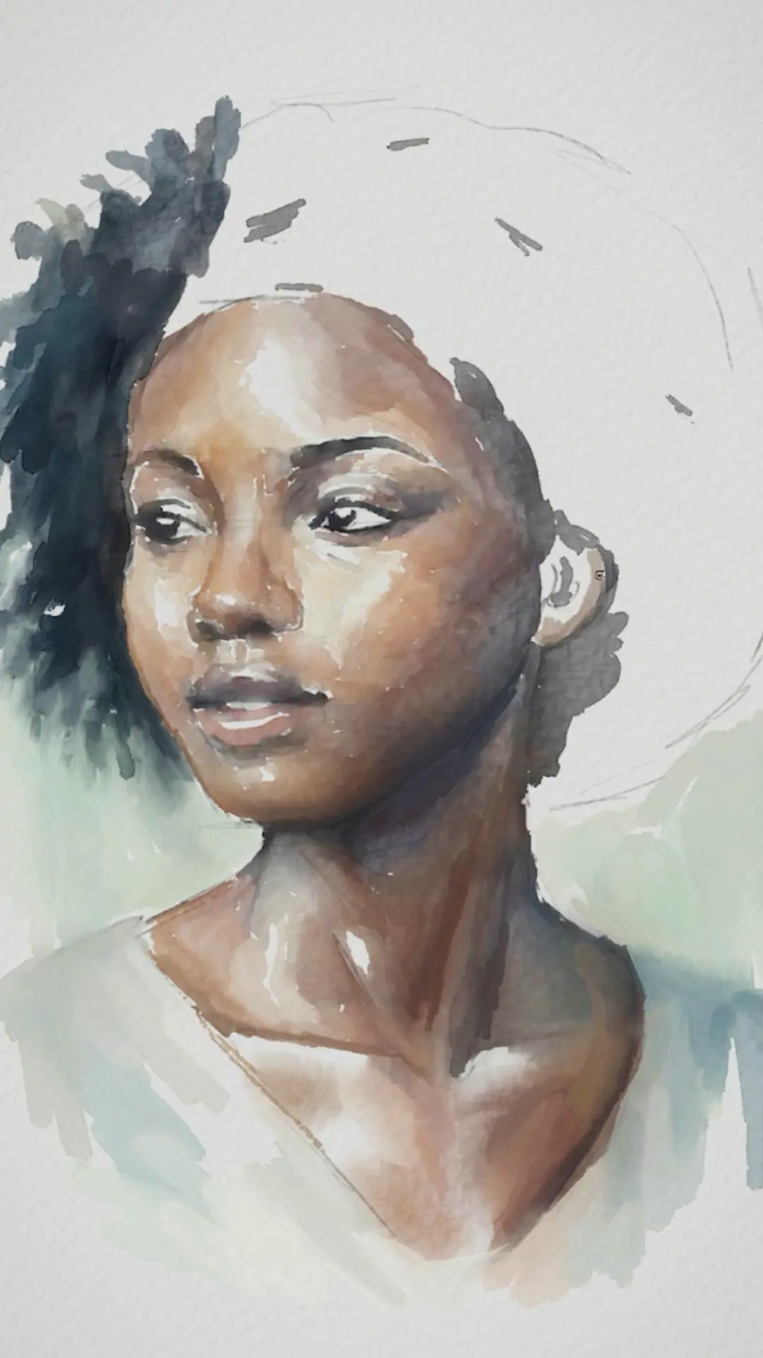 pintar la oreja de un retrato con acuarela