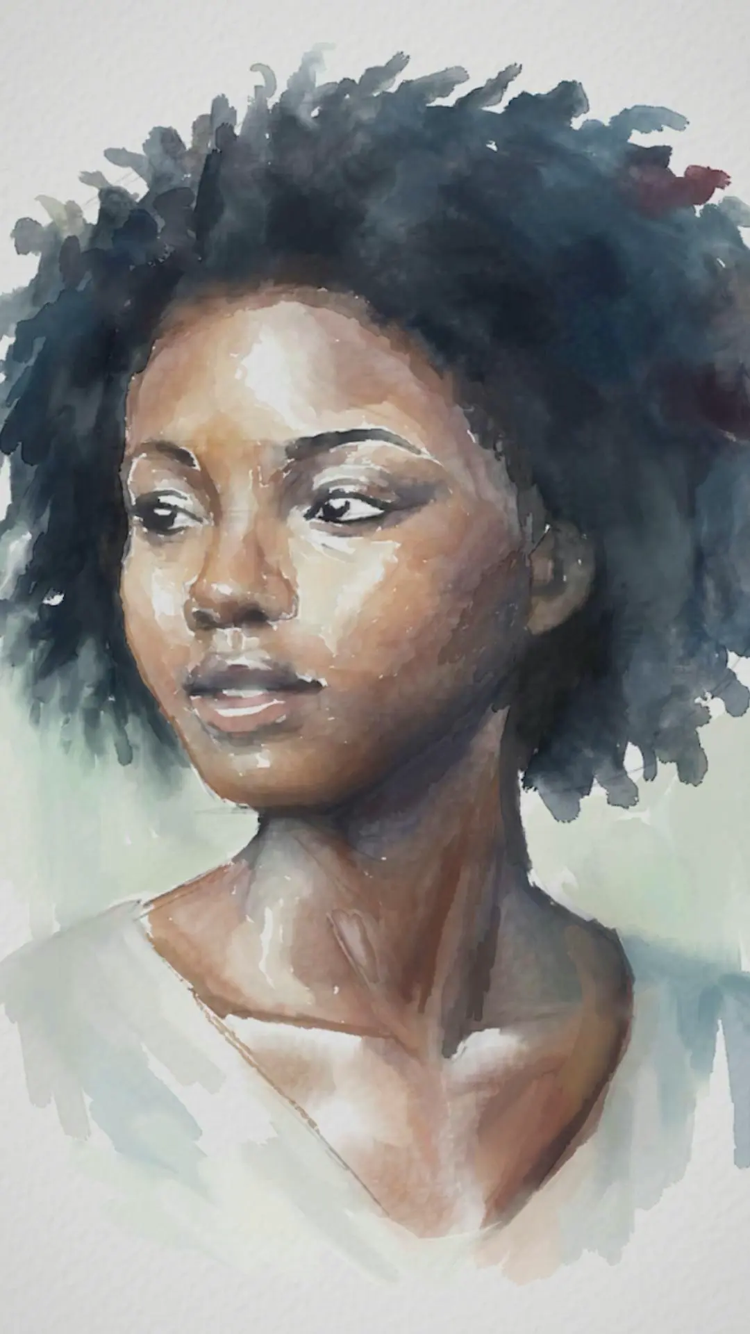 pintura de un retrato a la acuarela