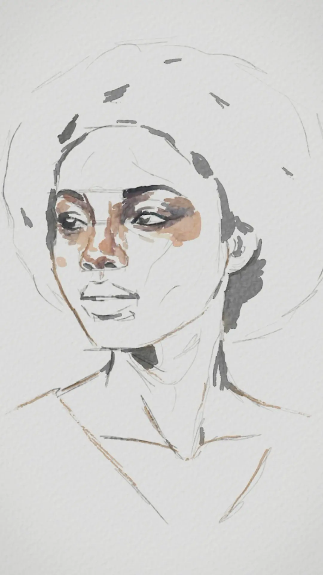 pintar la estructura de un retrato en acuarela