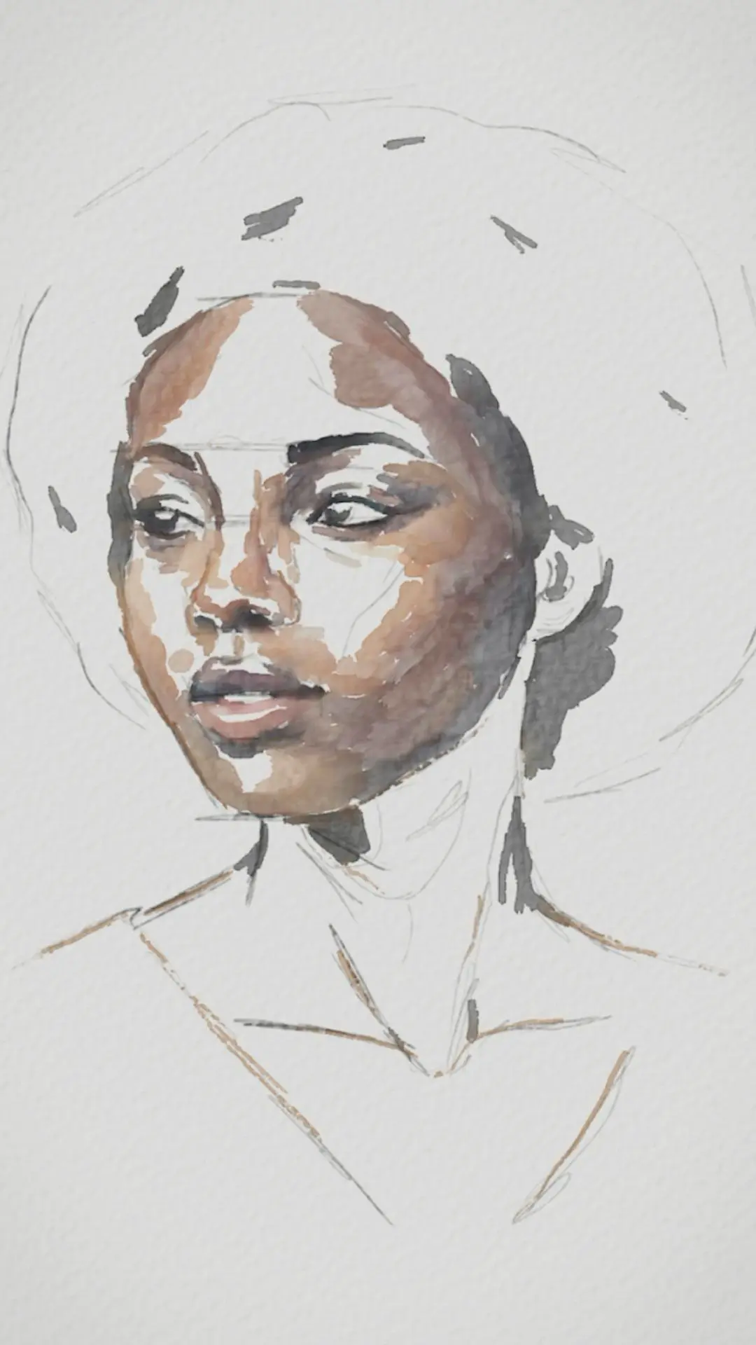 añadir volumen a un retrato en acuarela