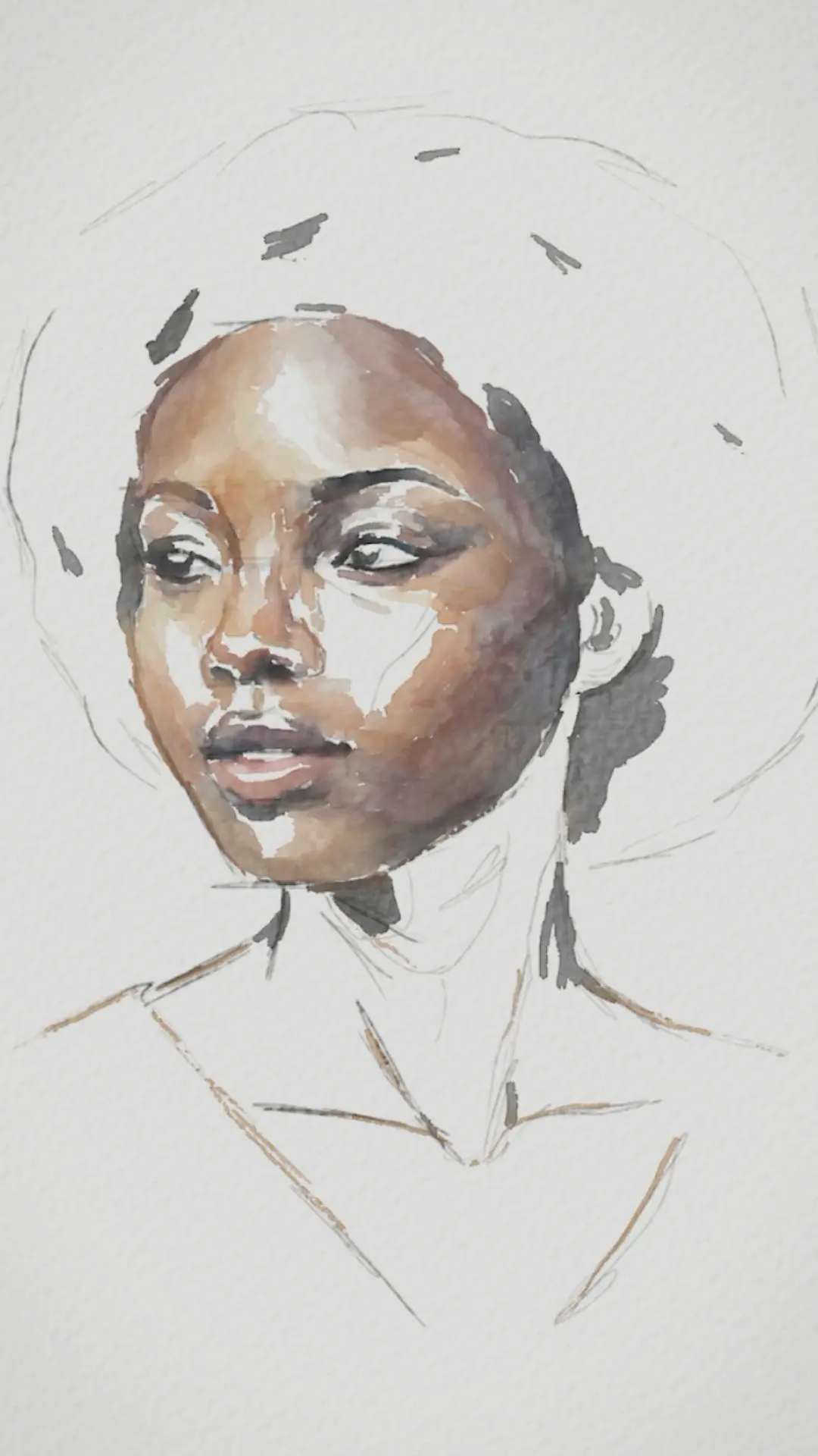 pintar las zonas luminosas de un retrato con acuarela