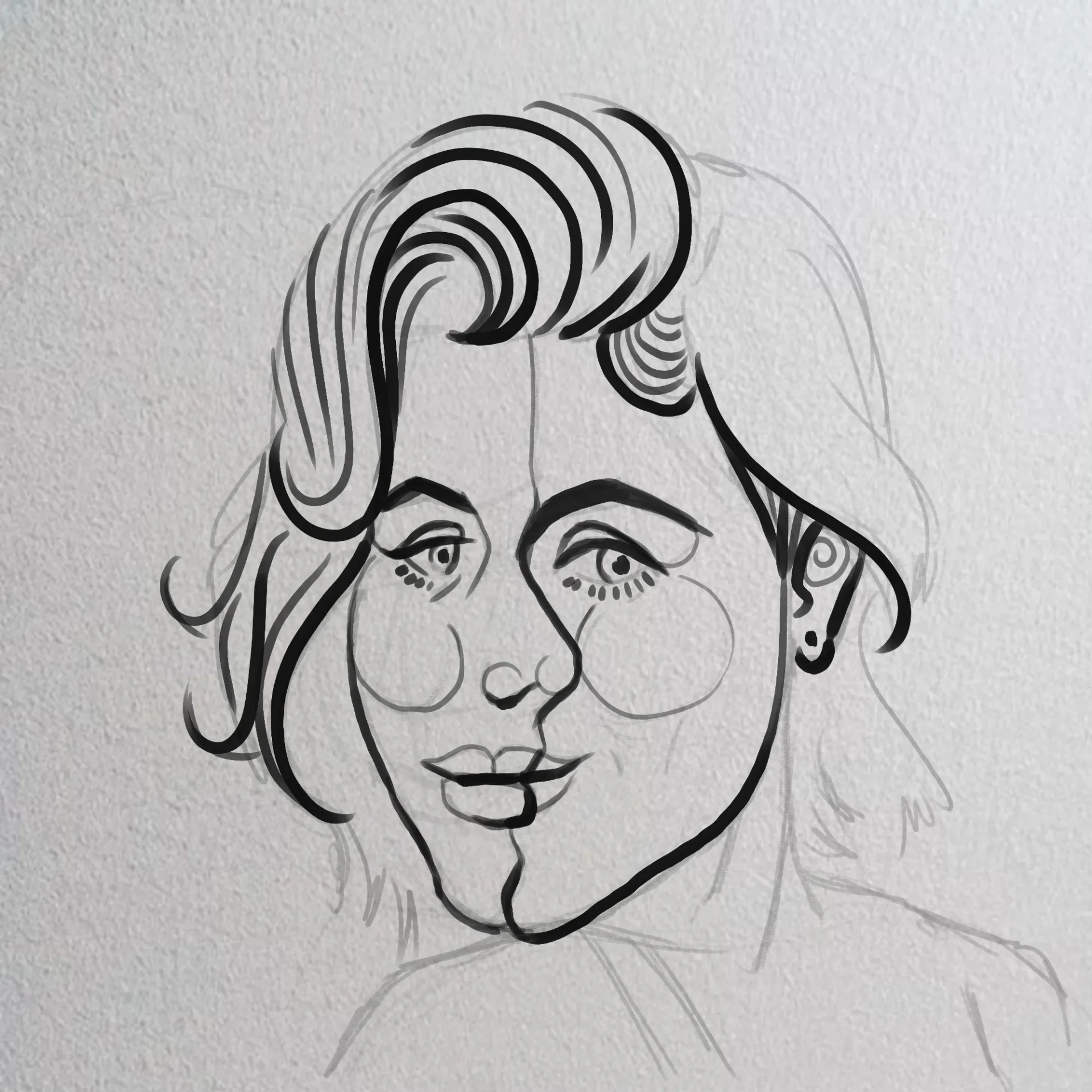 dessiner les traits d’un portrait cubiste