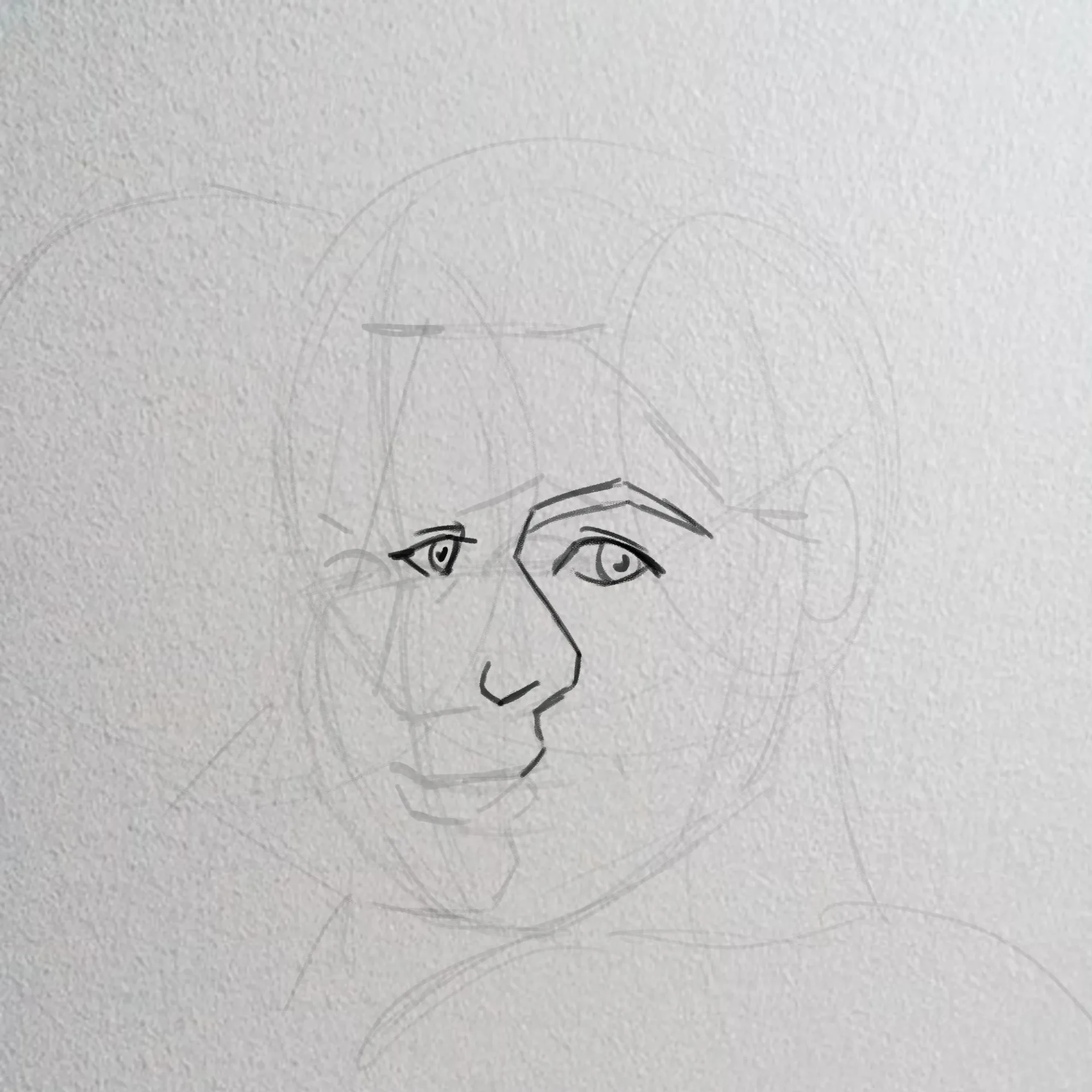 dessiner les yeux d’un portrait cubiste