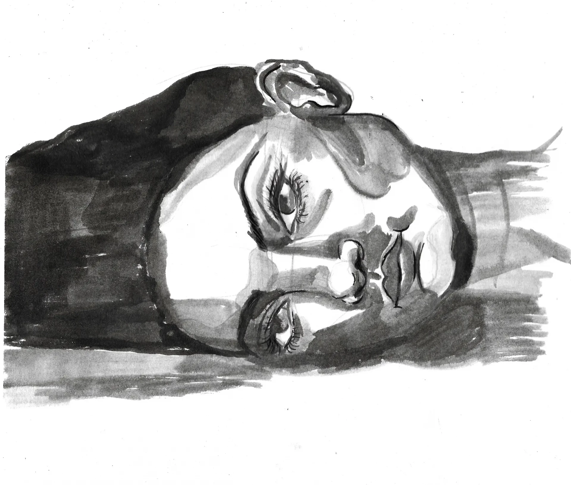 Drawing a Portrait in India Ink