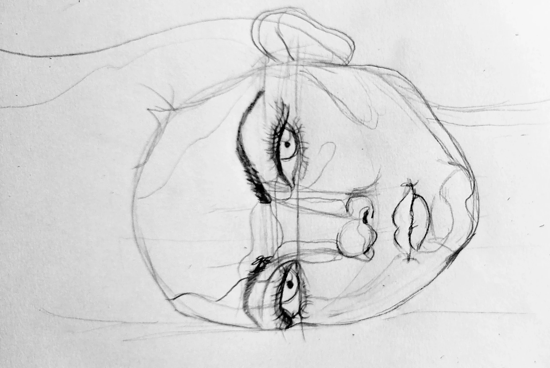 draw the eyes of a portrait in India ink