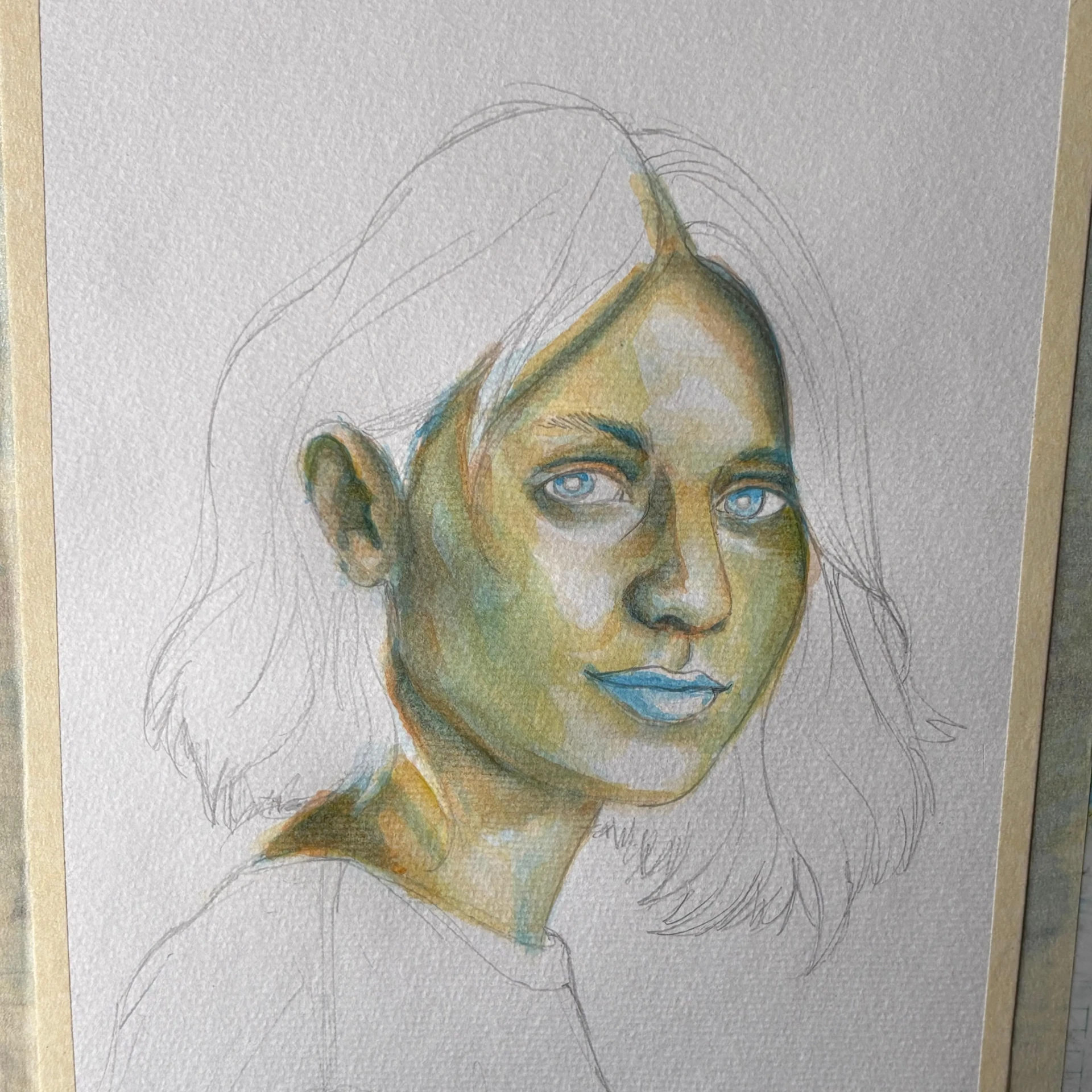 peindre un dégradé d’un portrait de femme à l’aquarelle