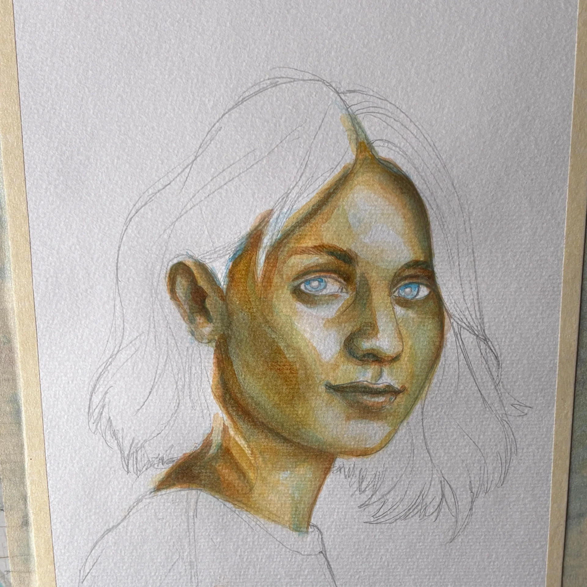 peindre les narines d’un portrait de femme à l’aquarelle