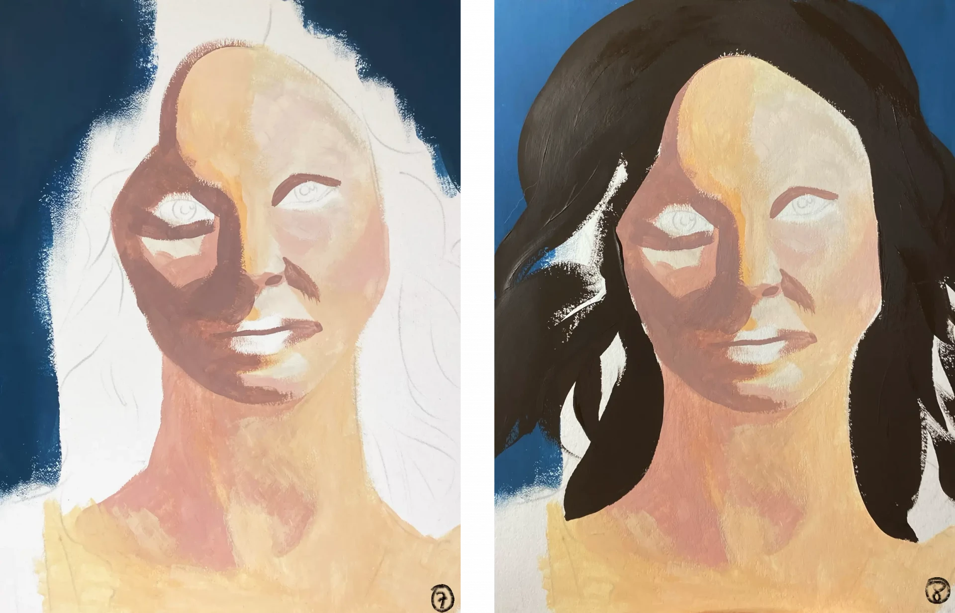 peindre l'arrière plan d’un portrait à la gouache