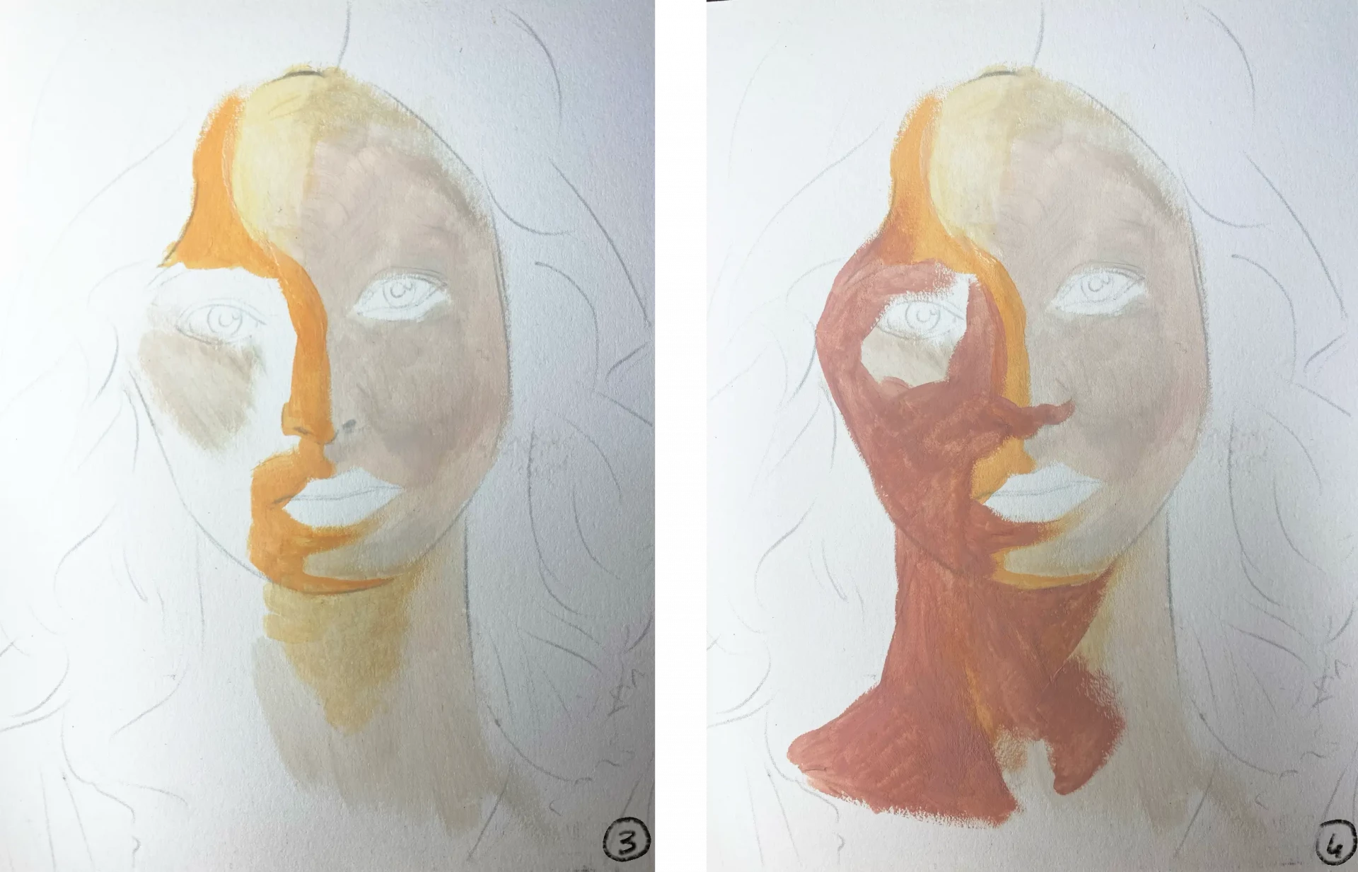 peindre les ombres d’un portrait à la gouache