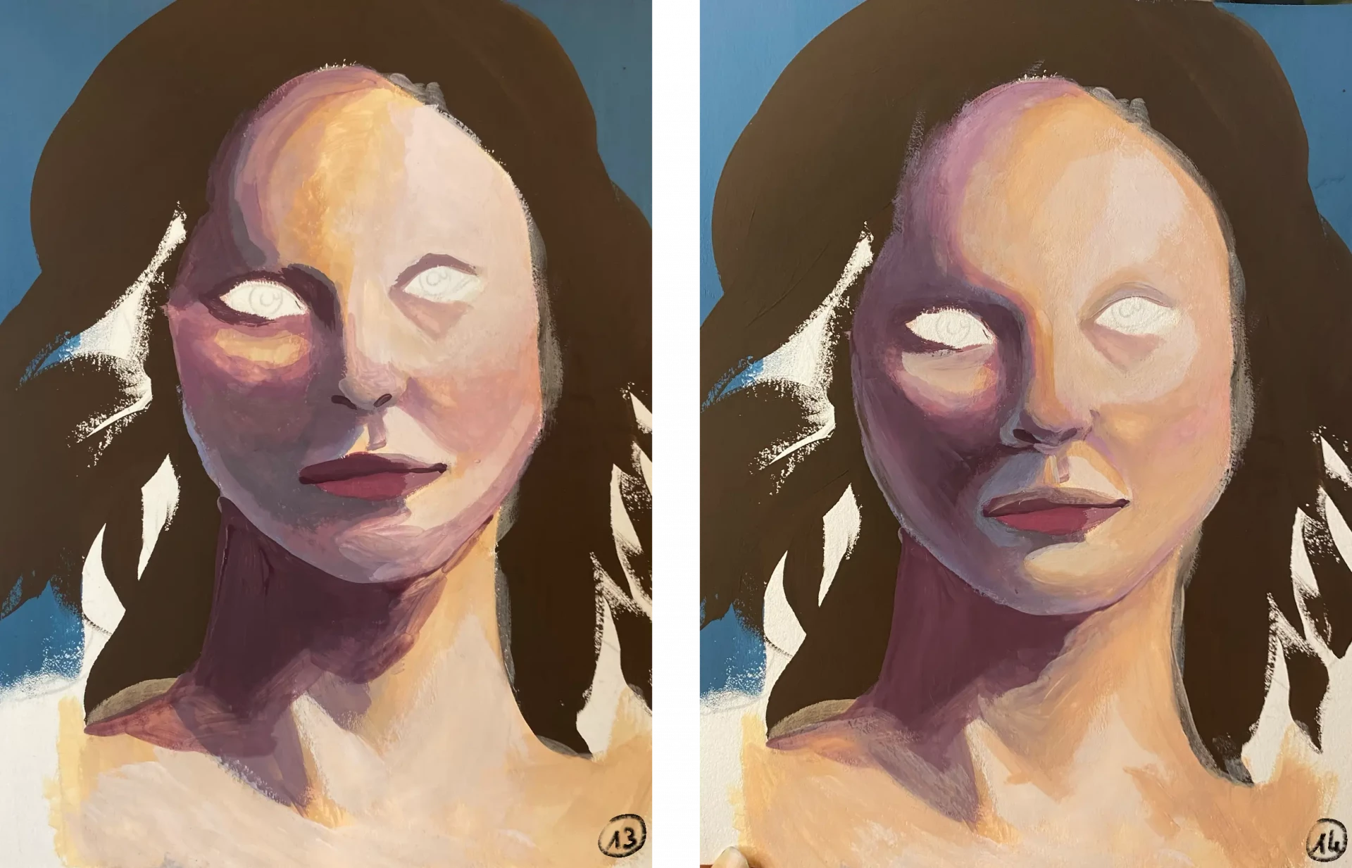 peindre les volumes d’un portrait à la gouache