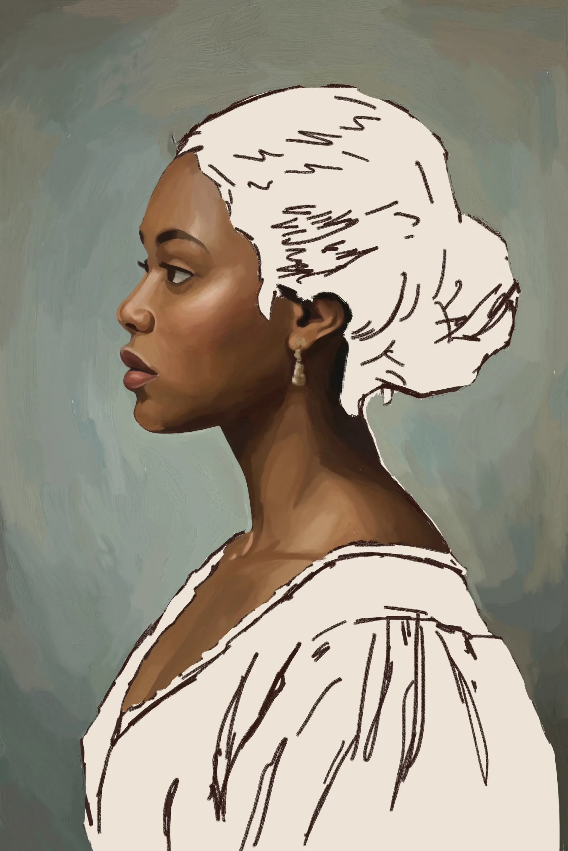 dessiner l'arrière plan d’un portrait de profil