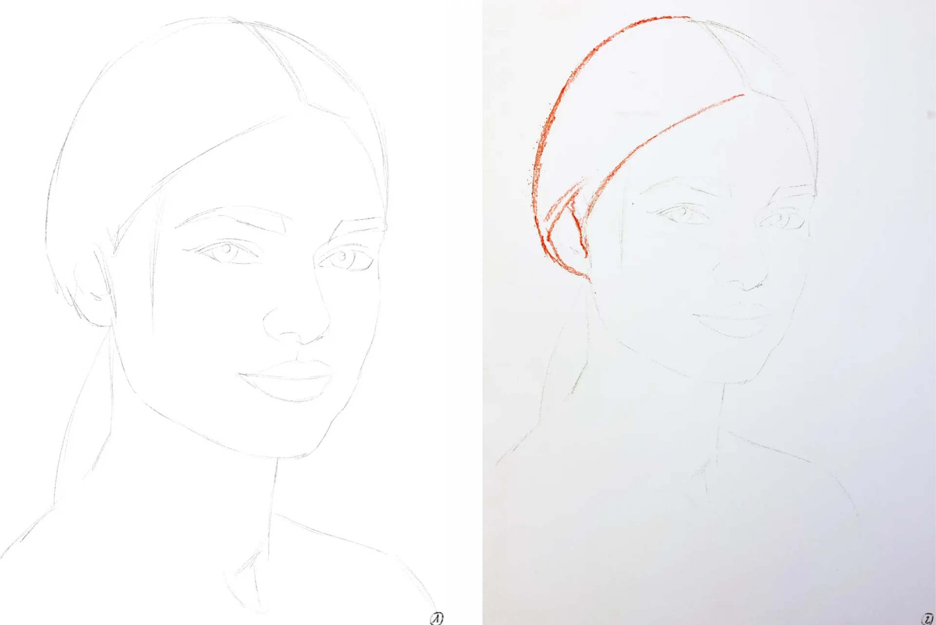 dessiner la base d’un portrait à la sanguine