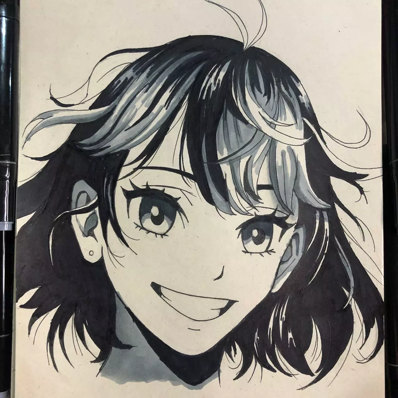 dessin d’un portrait façon manga