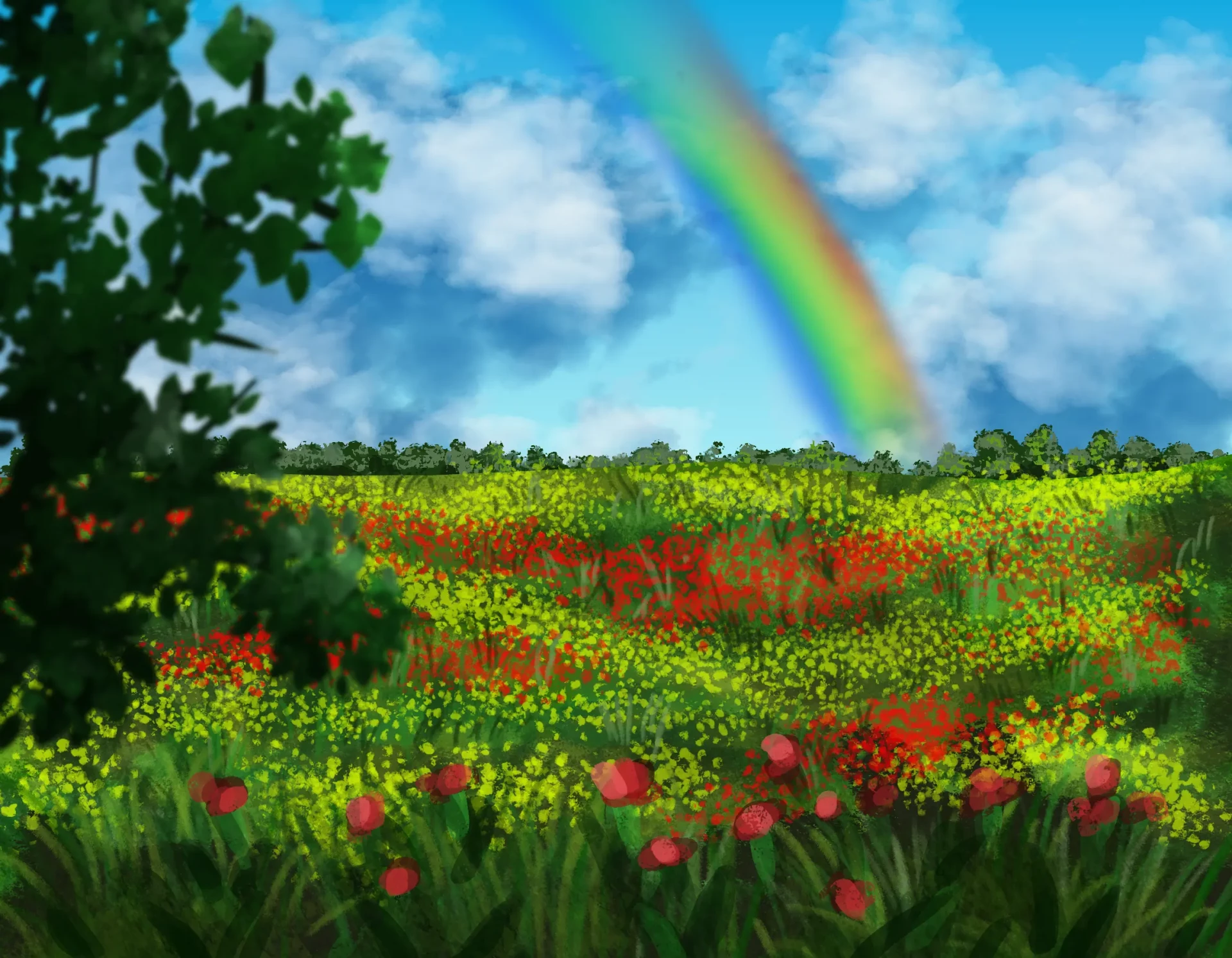 draw the details of a meadow