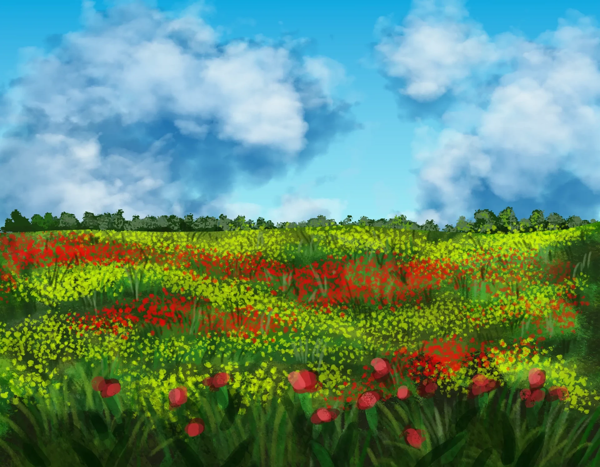 draw the leaves of a meadow