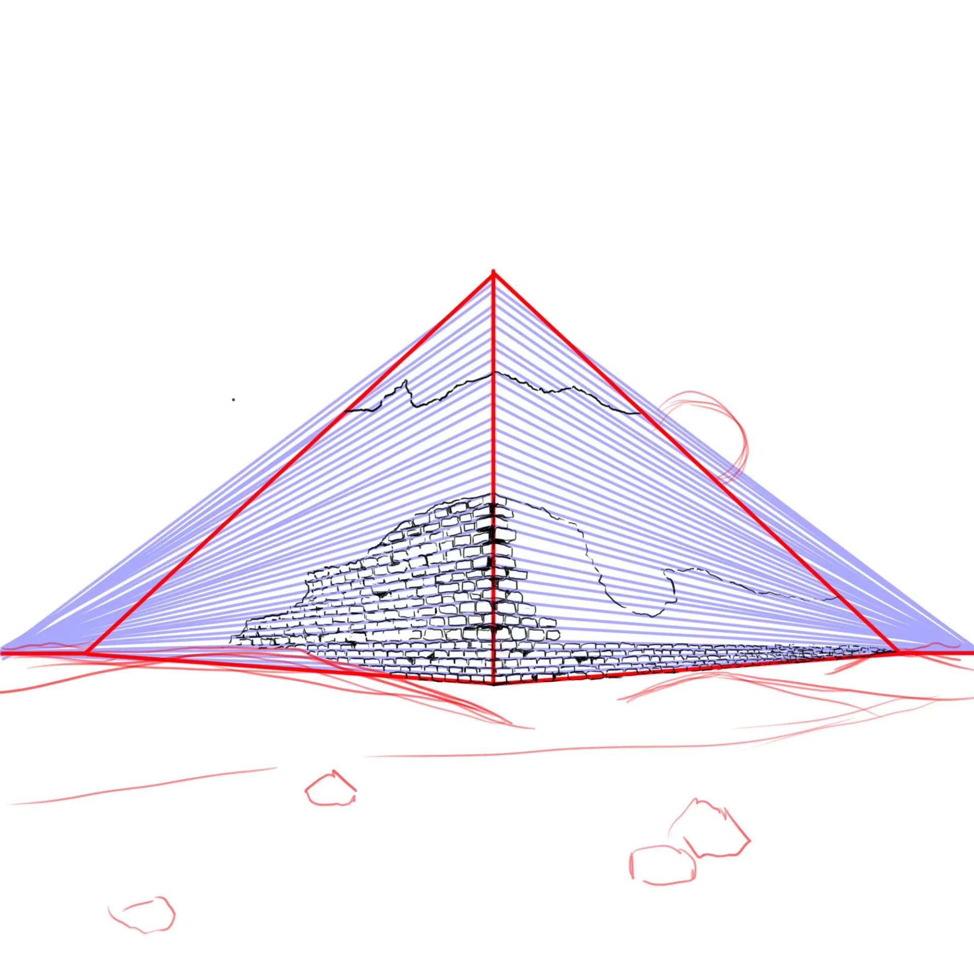 dessiner les blocs de pierre d’une pyramide