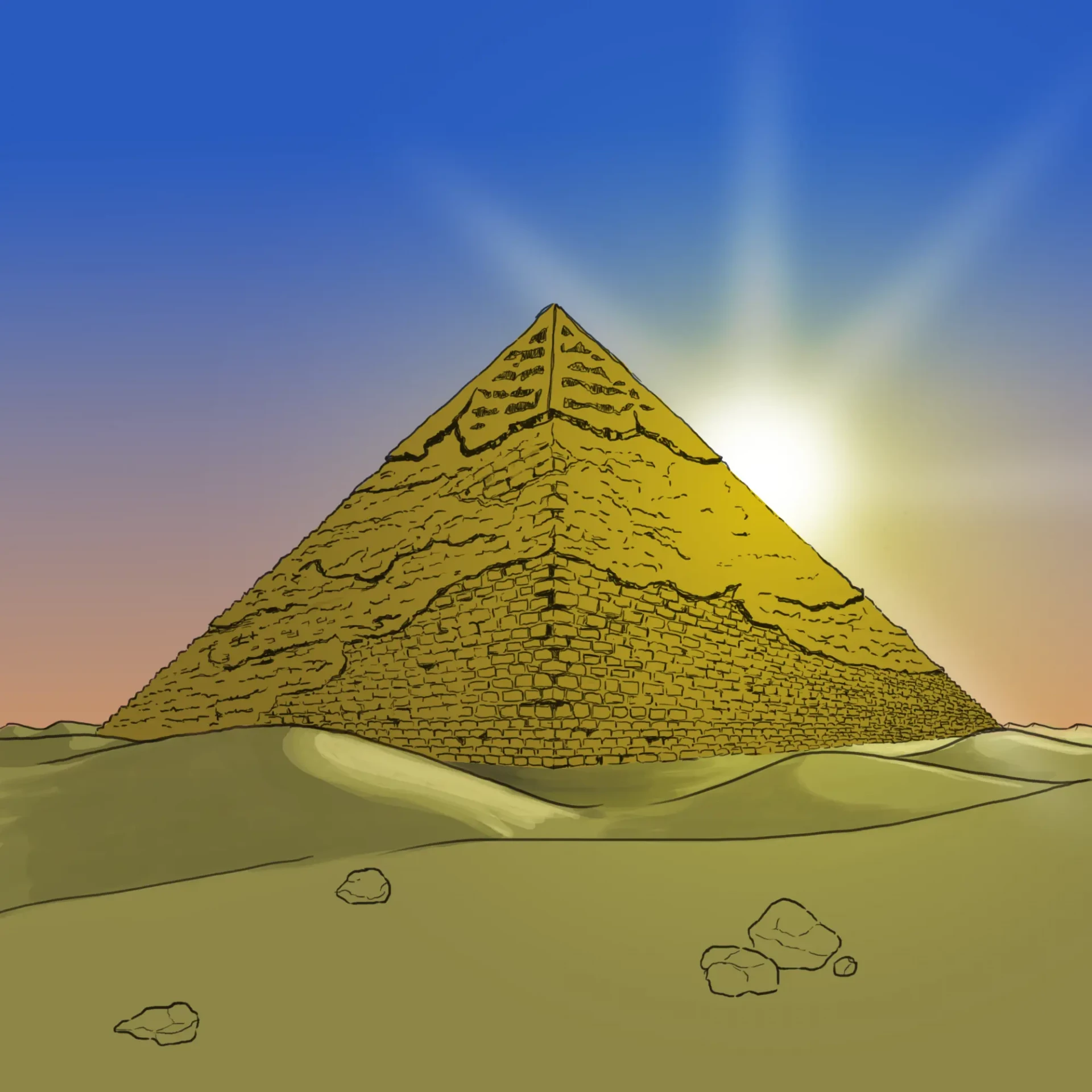 dessiner les dunes autour d’une pyramide