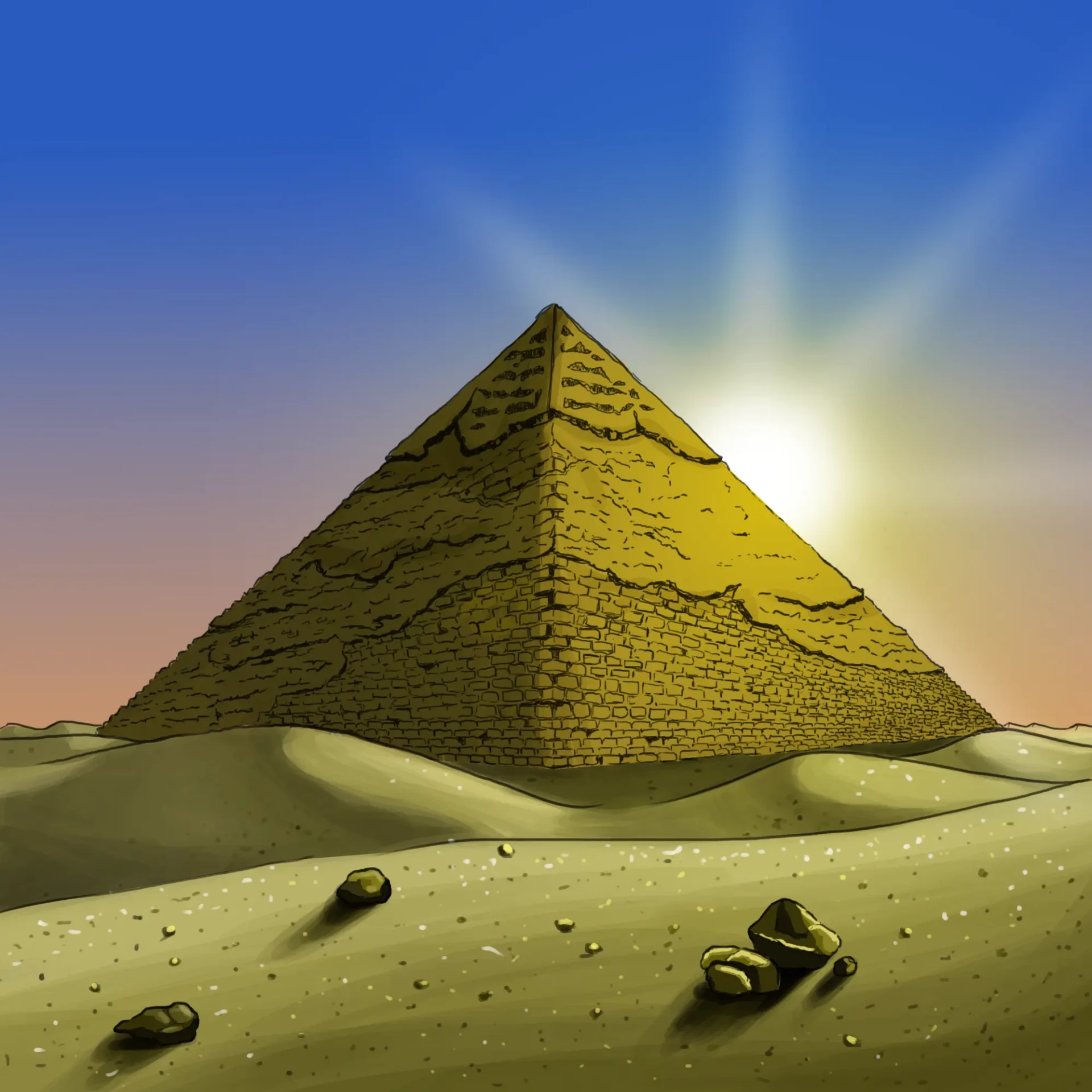 dessiner la face opposée au soleil d’une pyramide