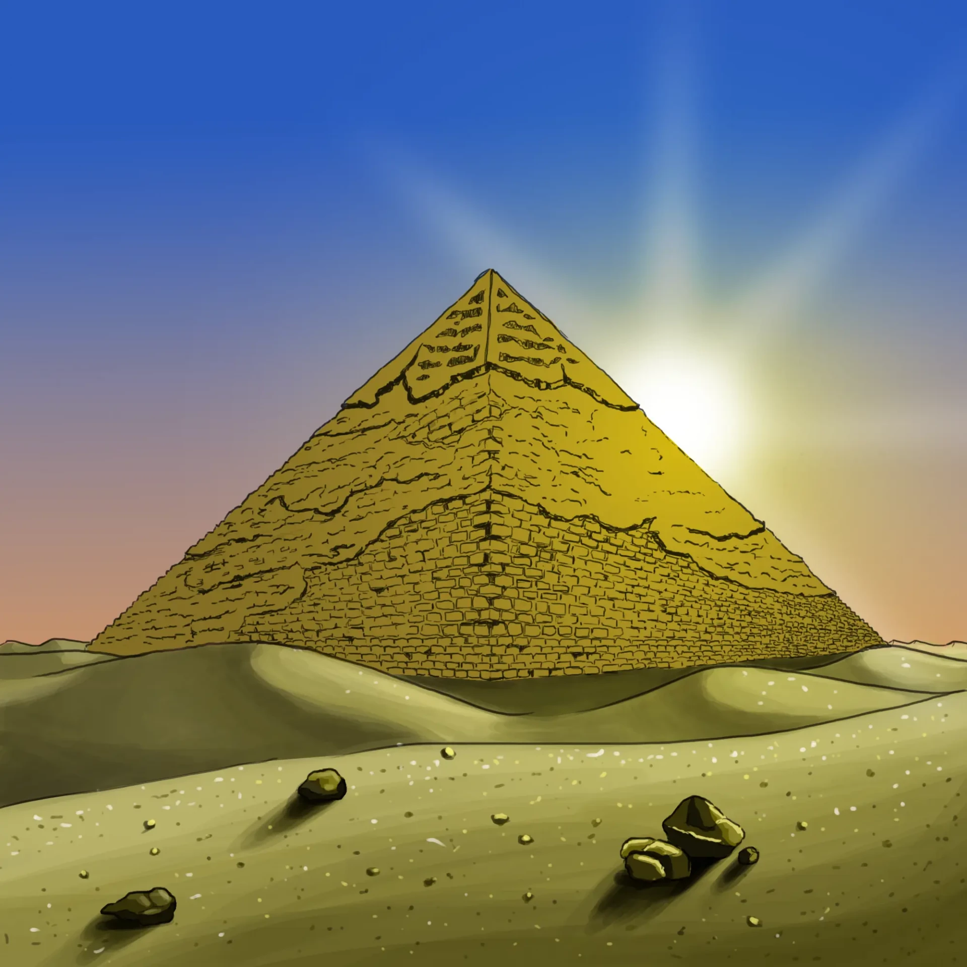 dessiner les rochers d’une pyramide