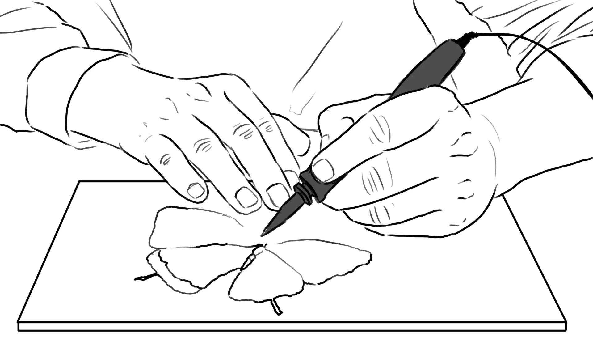 maintenir un mouvement continu pour pratiquer la pyrogravure