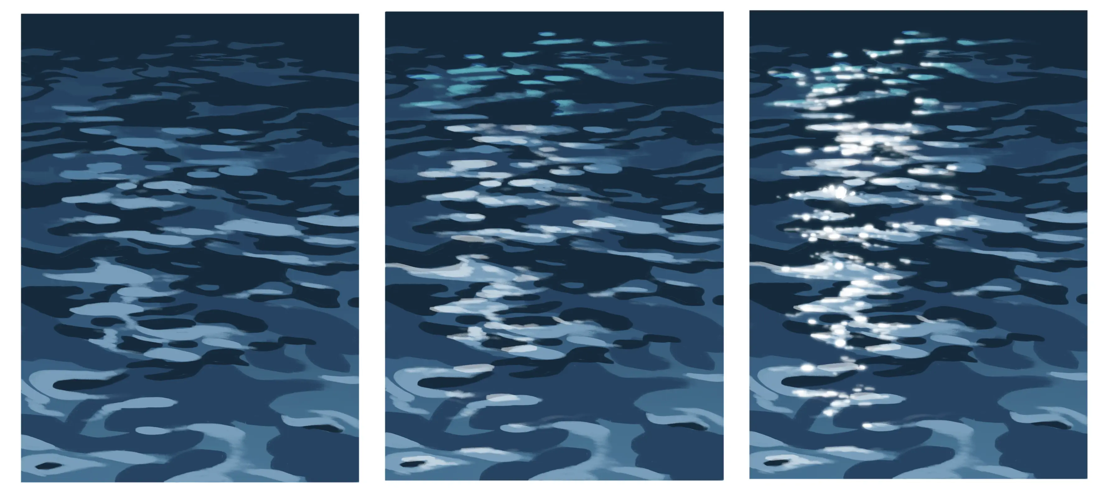 dessiner les reflets de l’eau en mouvement