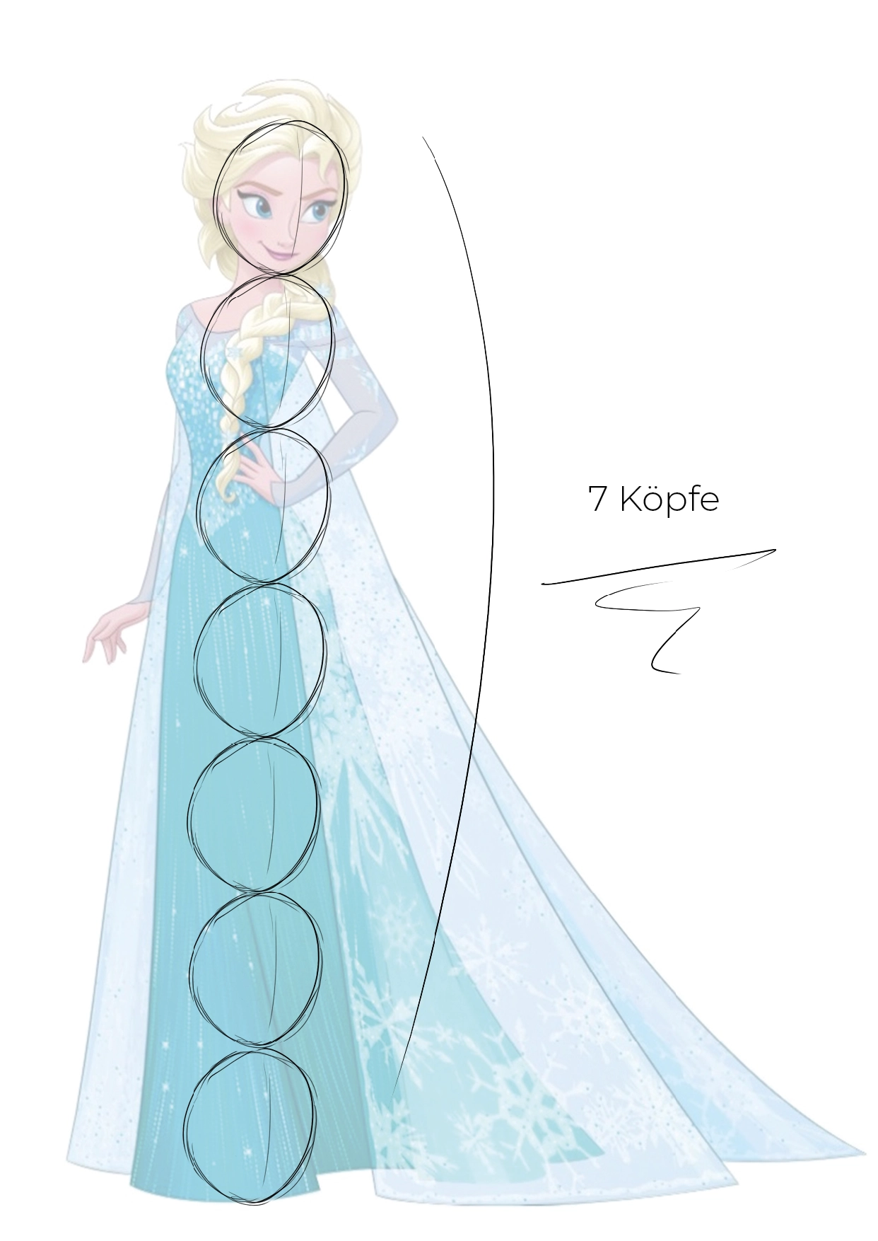 Proportionen der Zeichnung der Eiskönigin