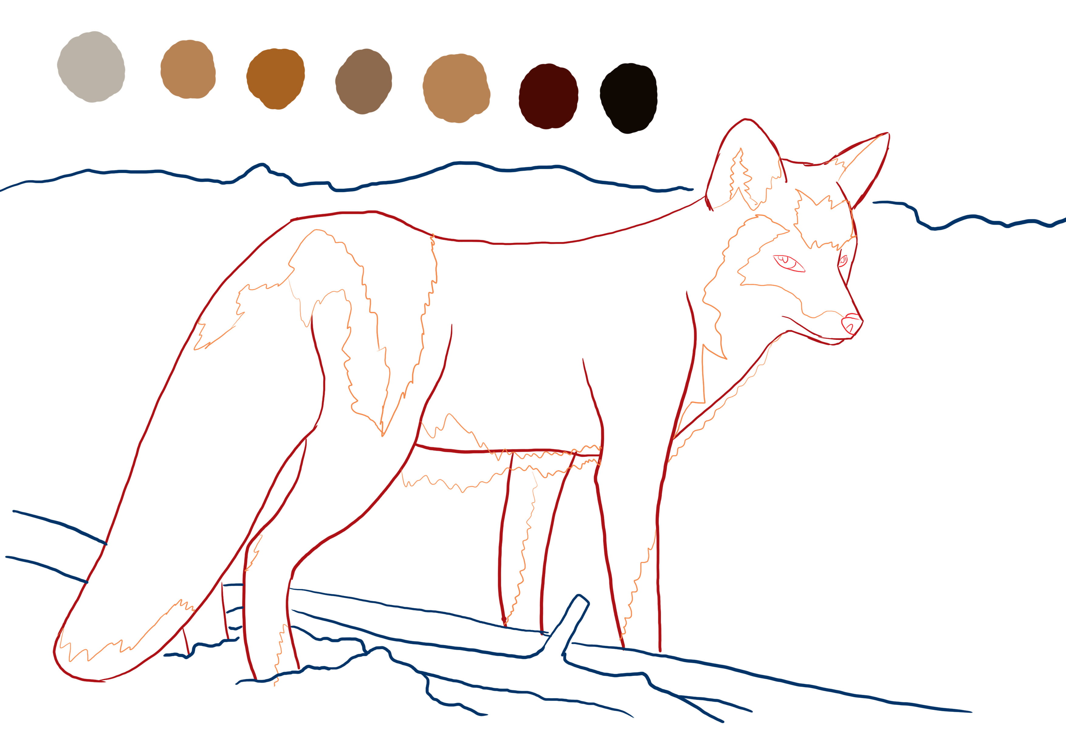choix des couleurs pour finaliser le dessin de renard